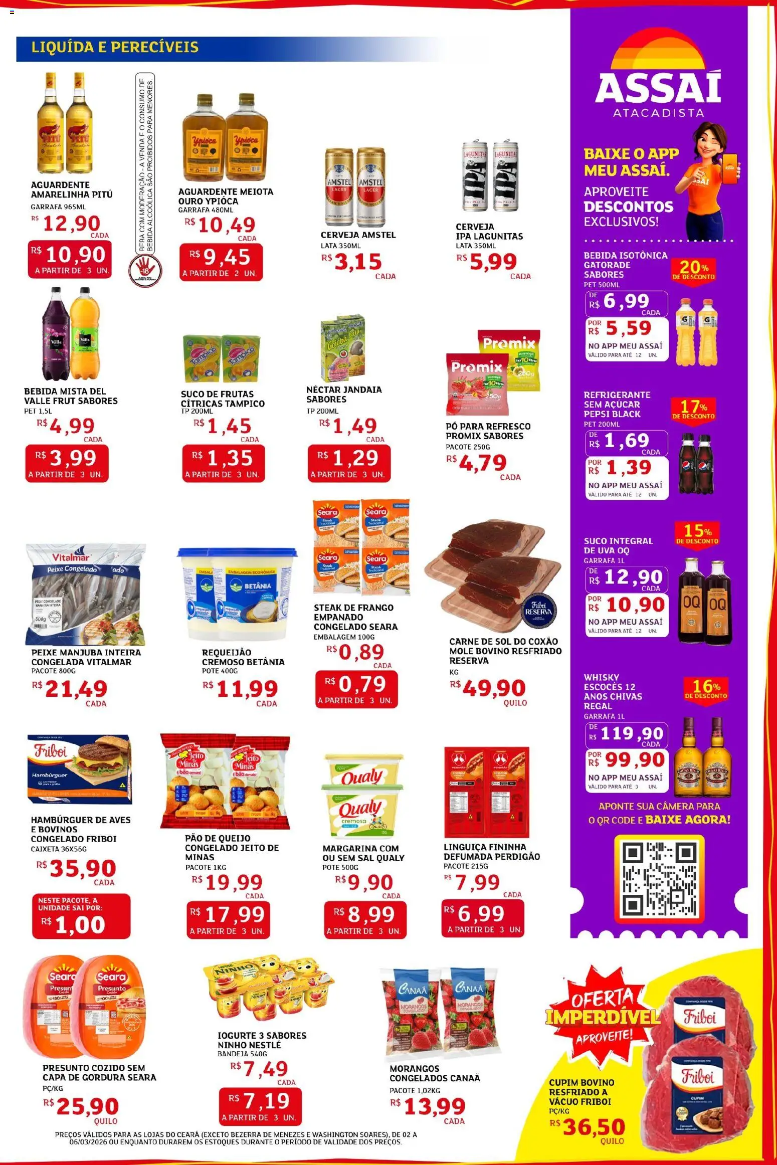 Assaí Atacadista Folheto - válido de 02.03.2026 | Página: 3 | Produtos: Linguiça, Cerveja, Frango, Câmera