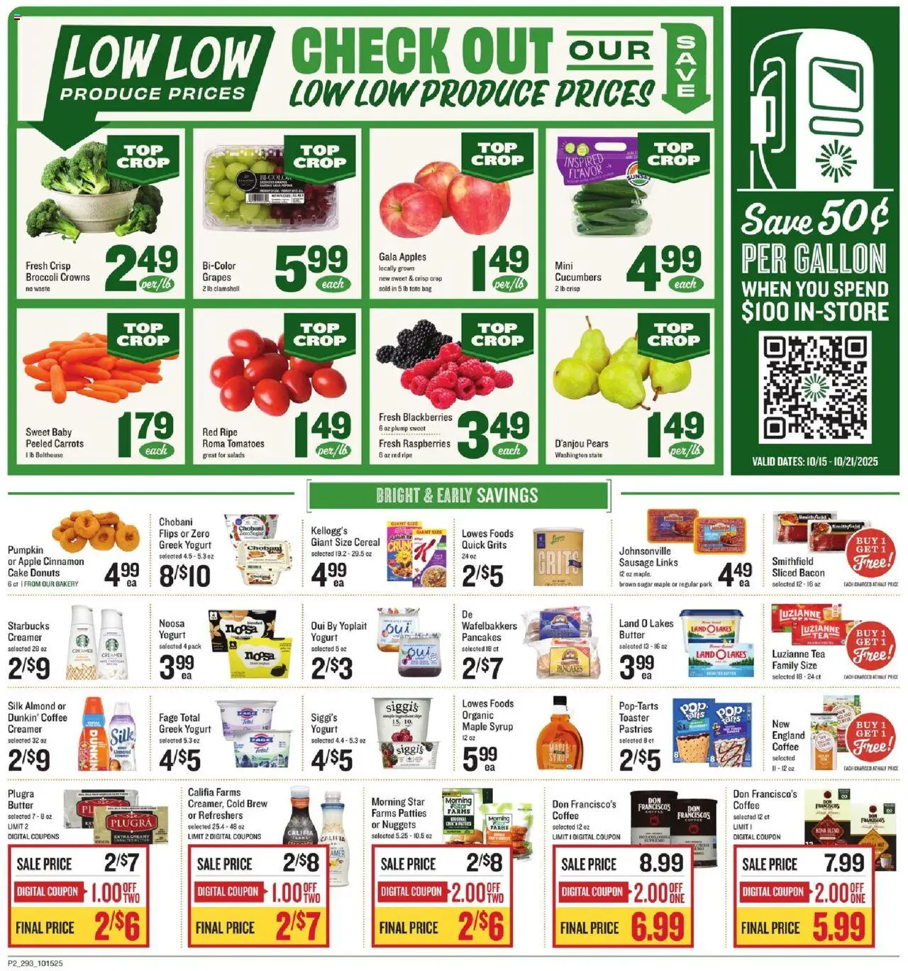 Lowes Foods Weekly Ad - SC - valid from 15.10.2025 | Page: 2 | Products: Broccoli, Apples, Cucumbers, Grapes