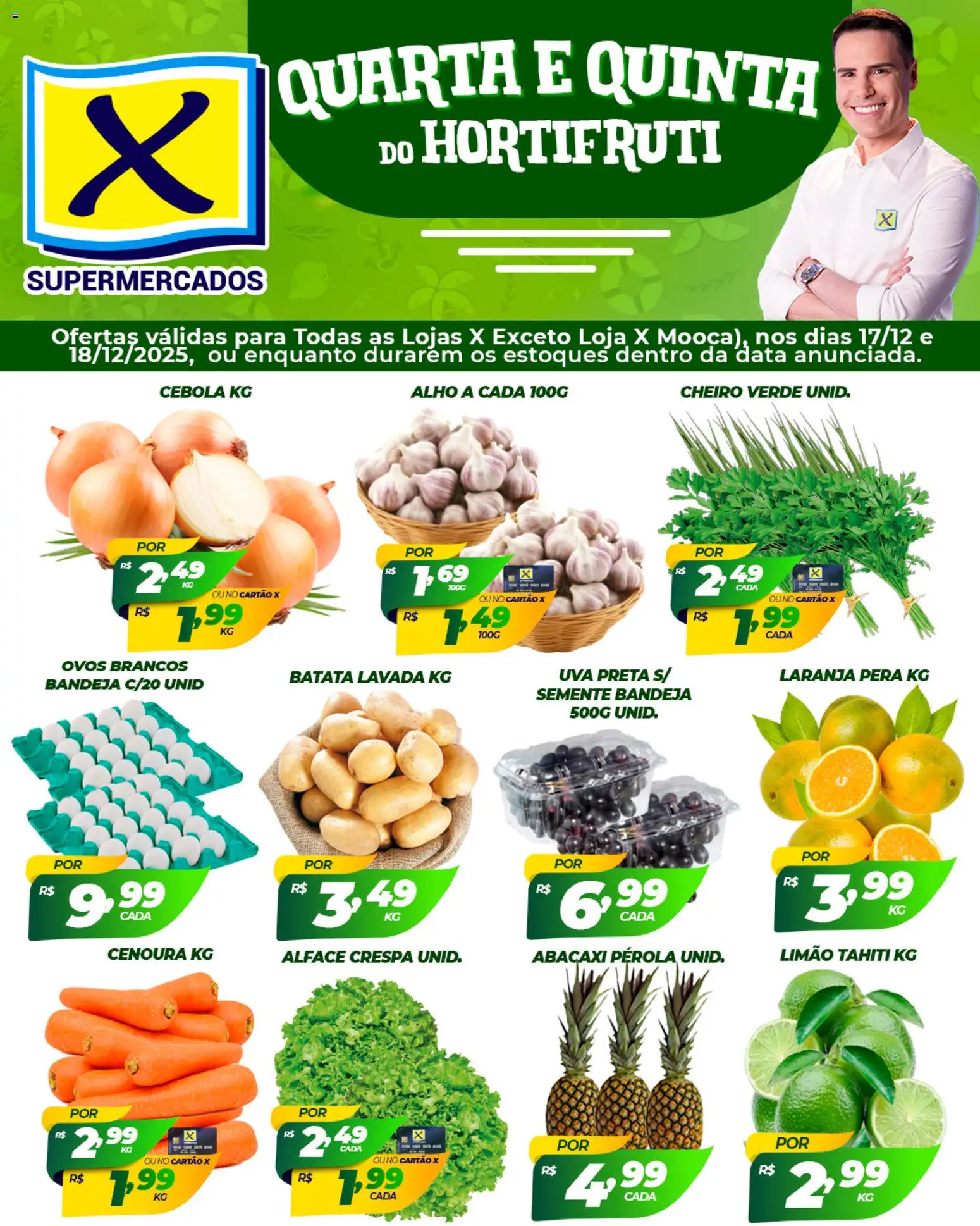 X Supermercados Folheto - válido de 17.12.2025 | Página: 1 | Produtos: Alho, Ovos, Bandeja, Alface