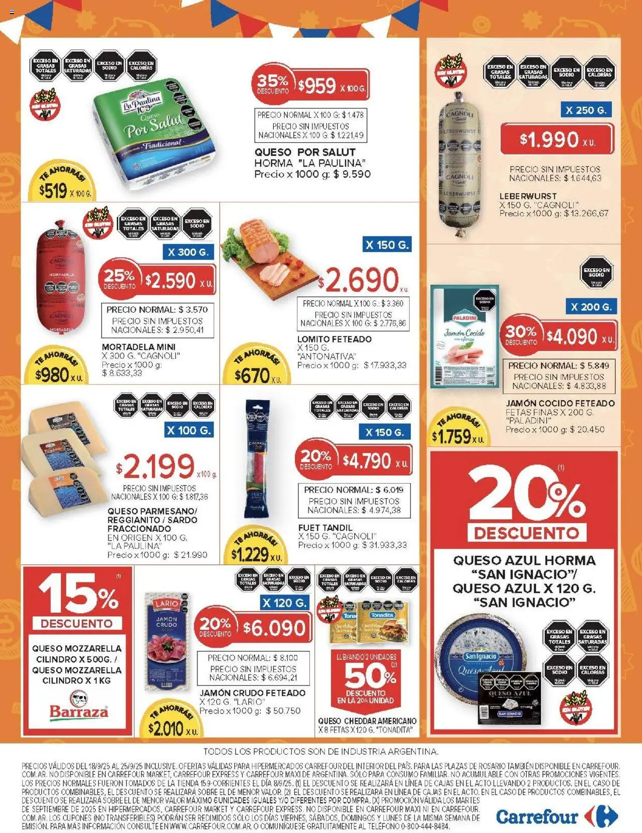 Carrefour ofertas - Salta │ válido desde el 18.09.2025 | Página: 3 | Productos: Caso, Jamón cocido, Jamón crudo, Té
