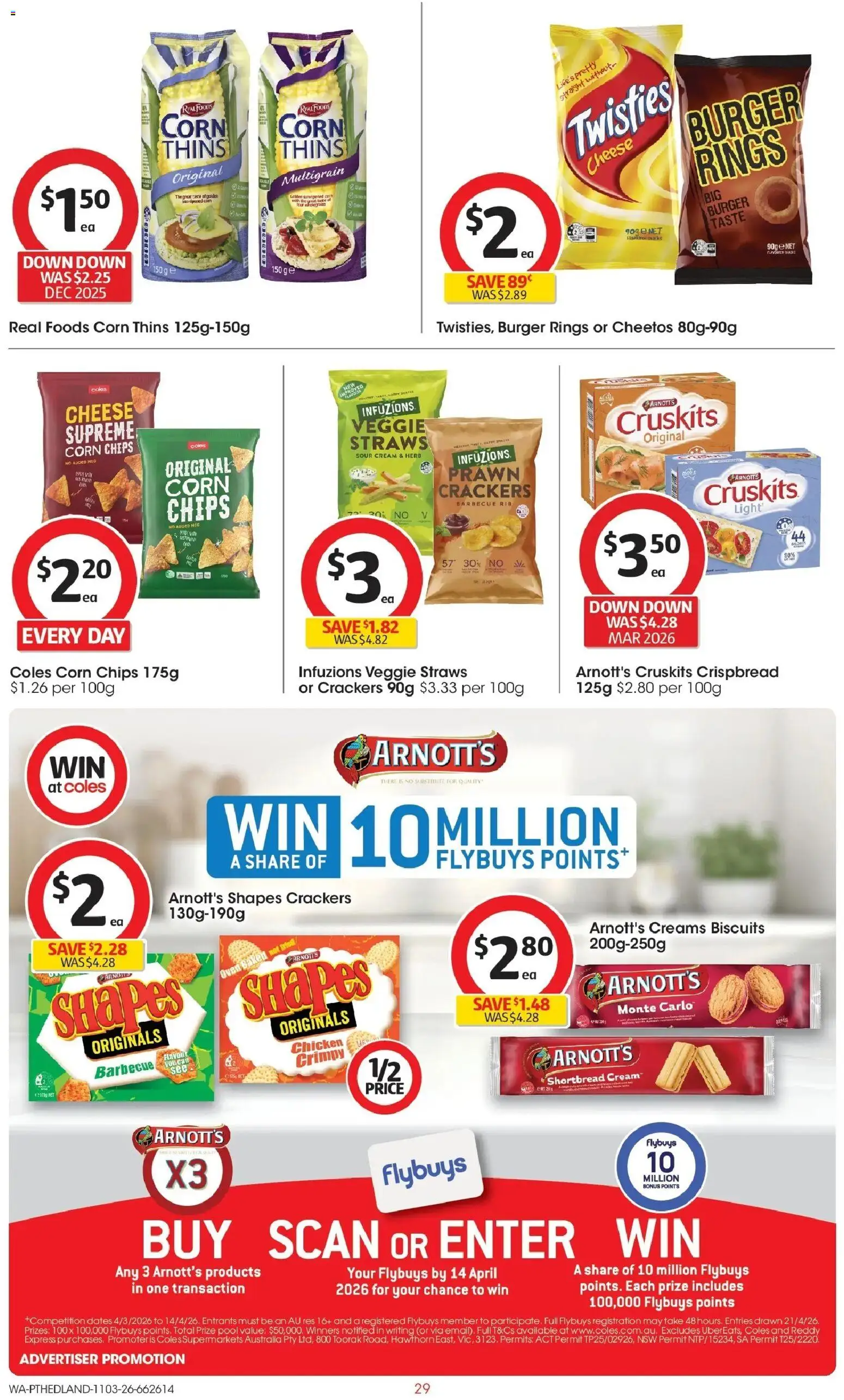 Coles catalogue - valid from 11.03.2026 | Page: 29 | Products: Crackers, Chips, Straws, Oven