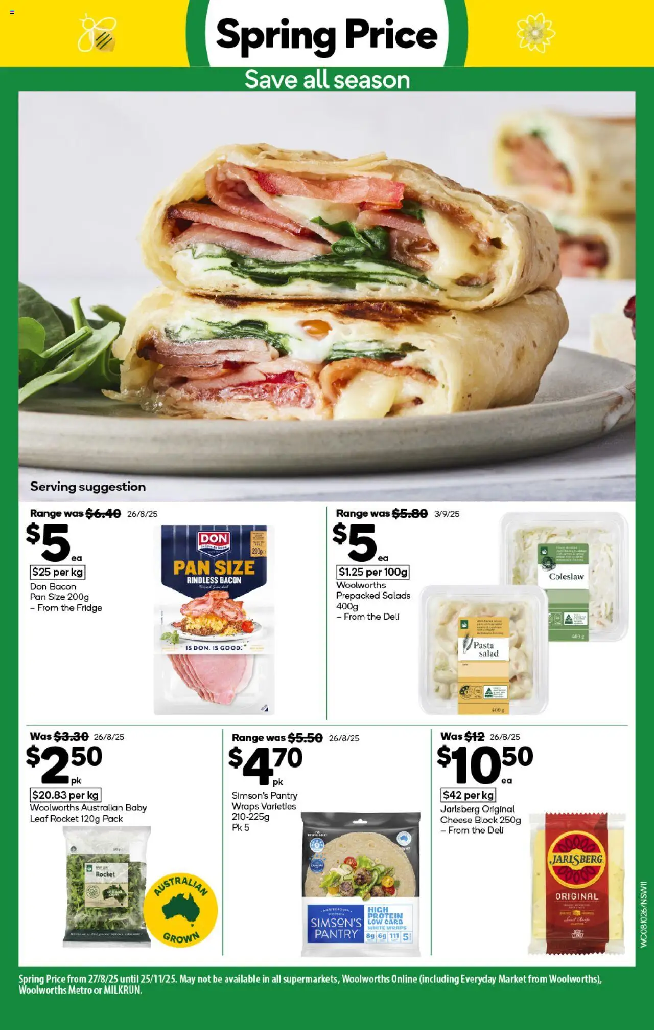 Woolworths catalogue - valid from 08.10.2025 | Page: 11 | Products: Bacon, Pasta, Salad, Rocket