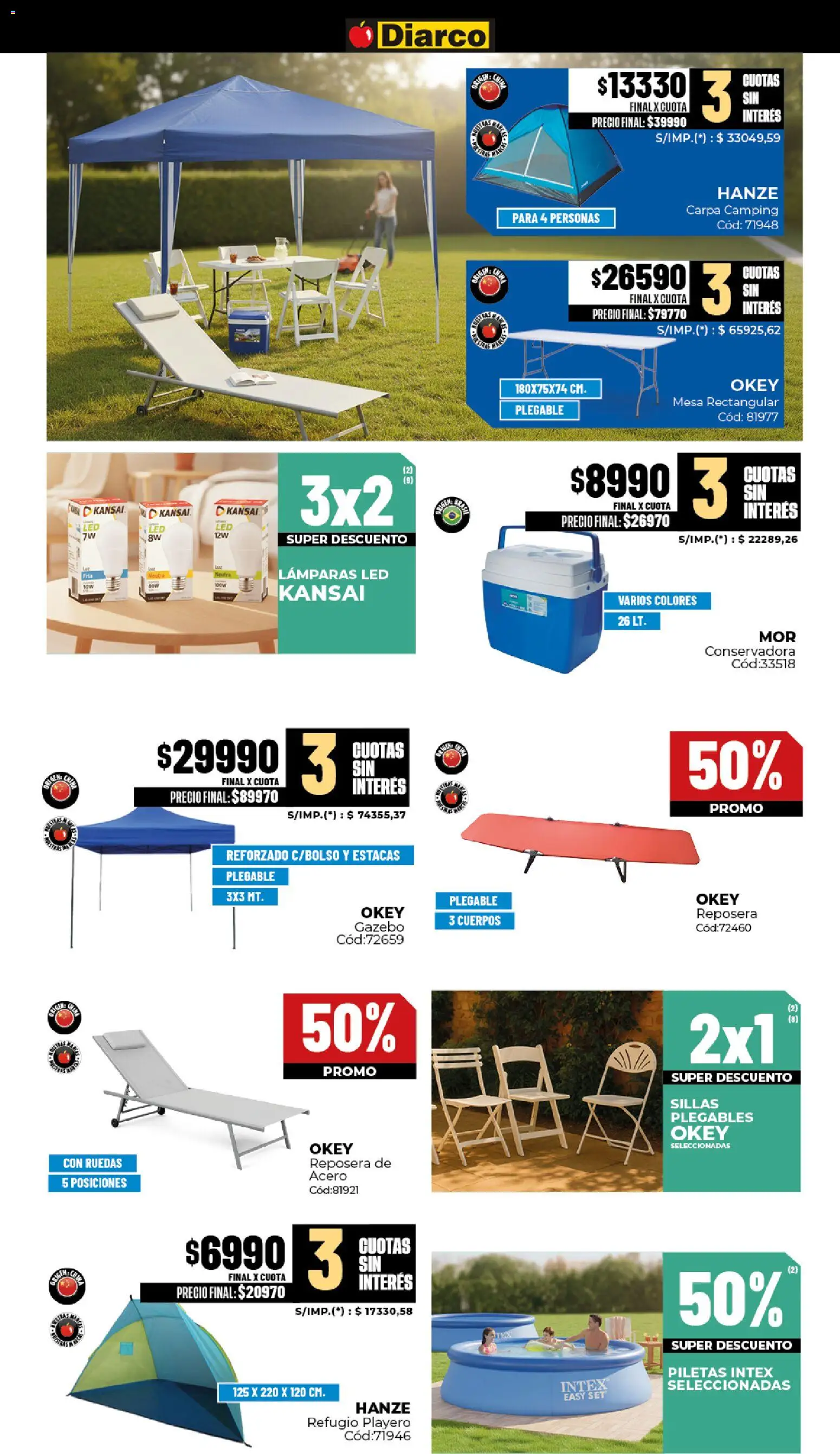 Diarco ofertas │ válido desde el 10.11.2025 | Página: 24 | Productos: Conservadora, Reposera, Gazebo, Mesa