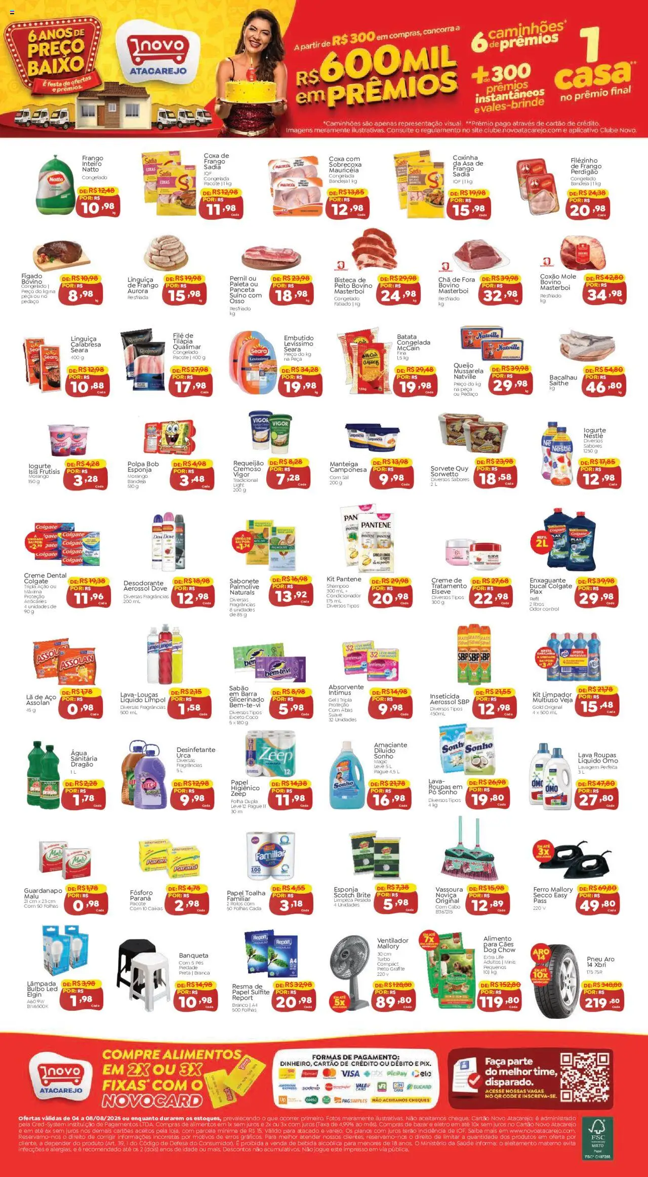 Novo Atacarejo Folheto - válido de 04.08.2025 | Página: 2 | Produtos: Desodorante, Manteiga, Frango, Requeijão