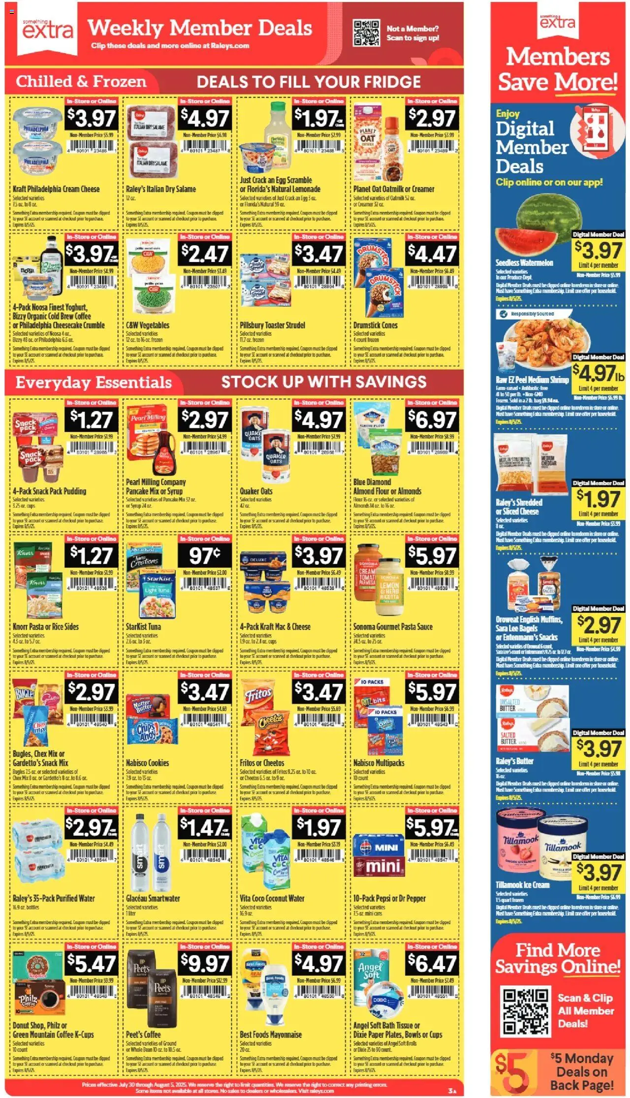 Raley's Weekly Ad - valid from 30.07.2025 | Page: 3 | Products: Bath, Coffee, Water, Pepper