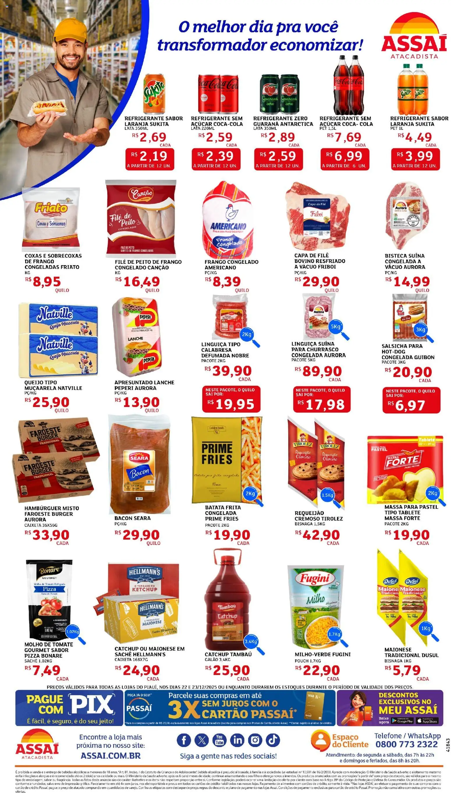Assaí Atacadista Folheto - válido de 22.12.2025 | Página: 2 | Produtos: Salsicha, Linguiça, Queijo, Maionese