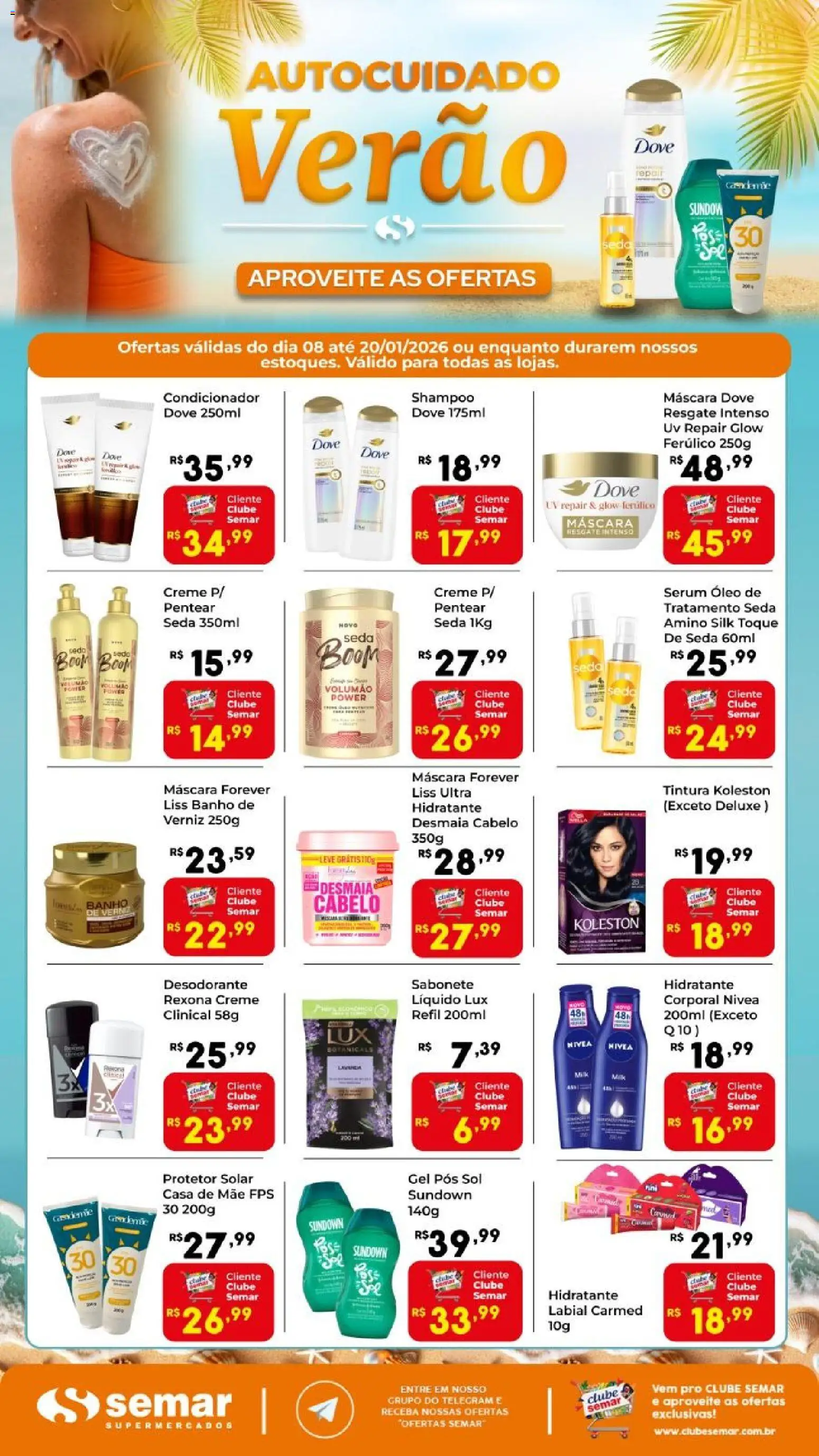 Semar Supermercado Folheto - válido de 08.01.2026 | Página: 1 | Produtos: Shampoo, Condicionador, Sabonete, Verniz