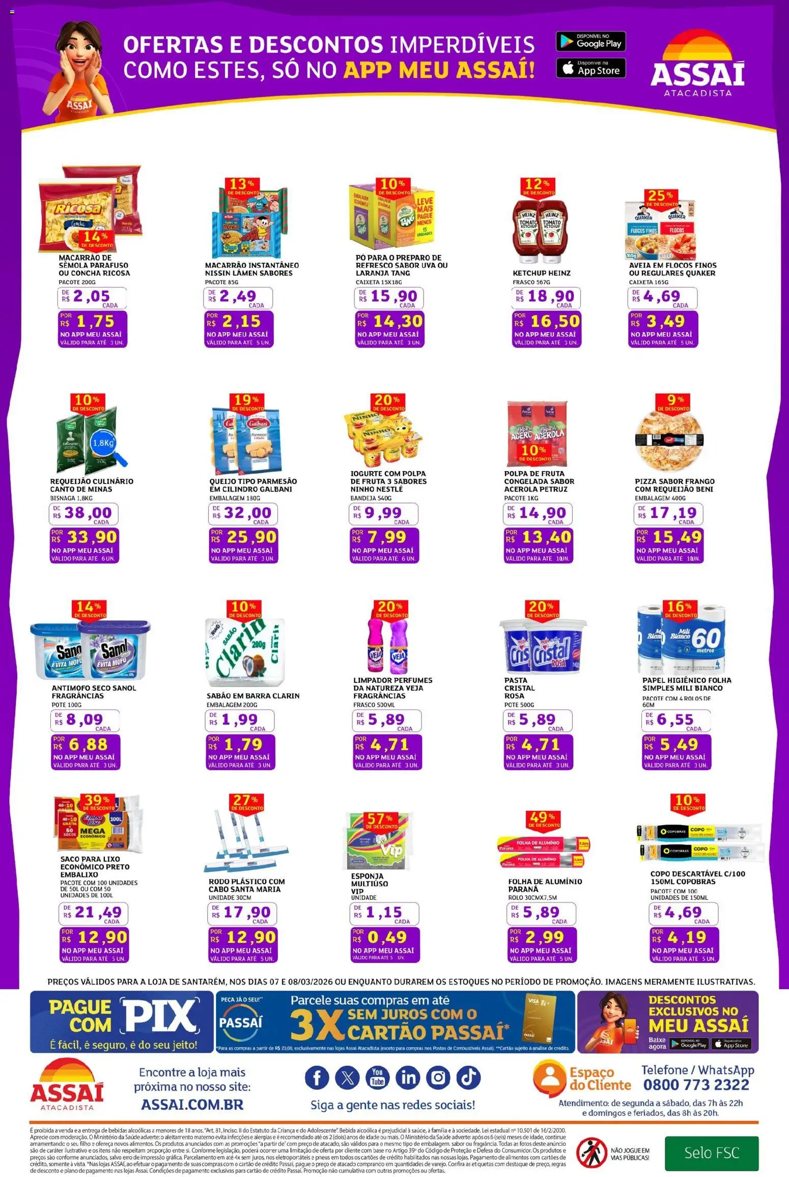 Assaí Atacadista Folheto - válido de 07.03.2026 | Página: 3 | Produtos: Sabão, Base, Telefone, Cabo