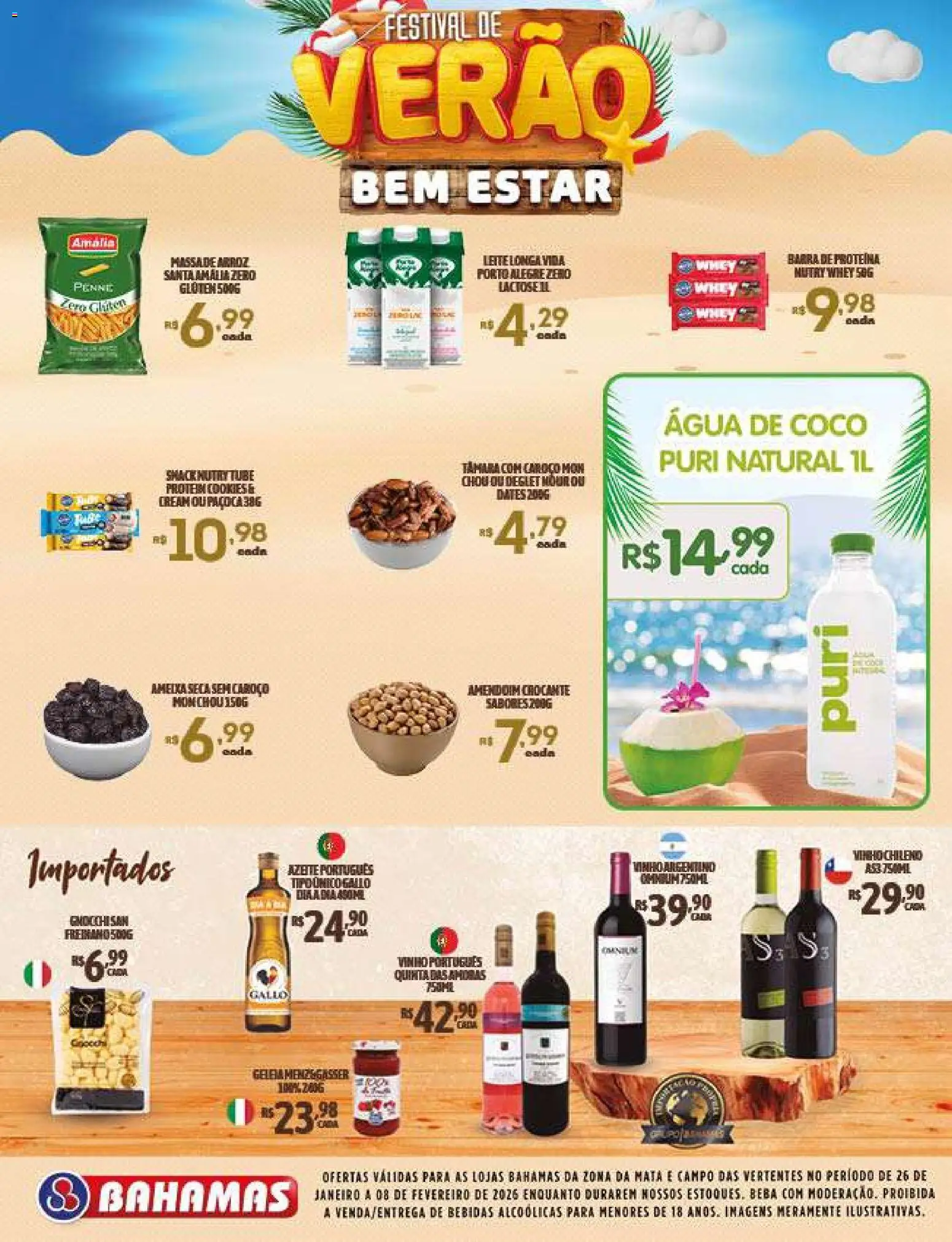 Bahamas Supermercados Folheto - válido de 26.01.2026 | Página: 6 | Produtos: Amendoim, Leite, Vinho, Arroz