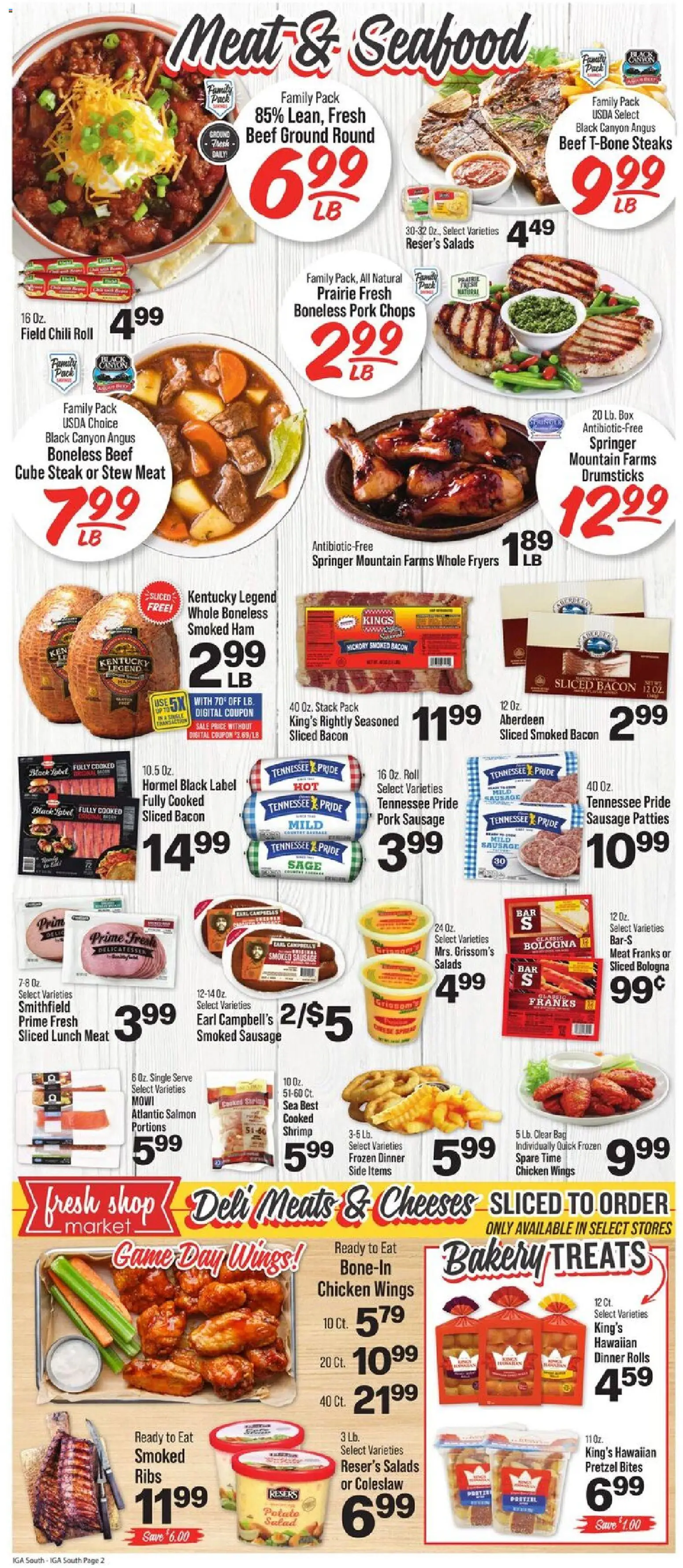 IGA Weekly Ad - valid from 28.01.2026 | Page: 2 | Products: Bakery, Ham, Seafood, Game