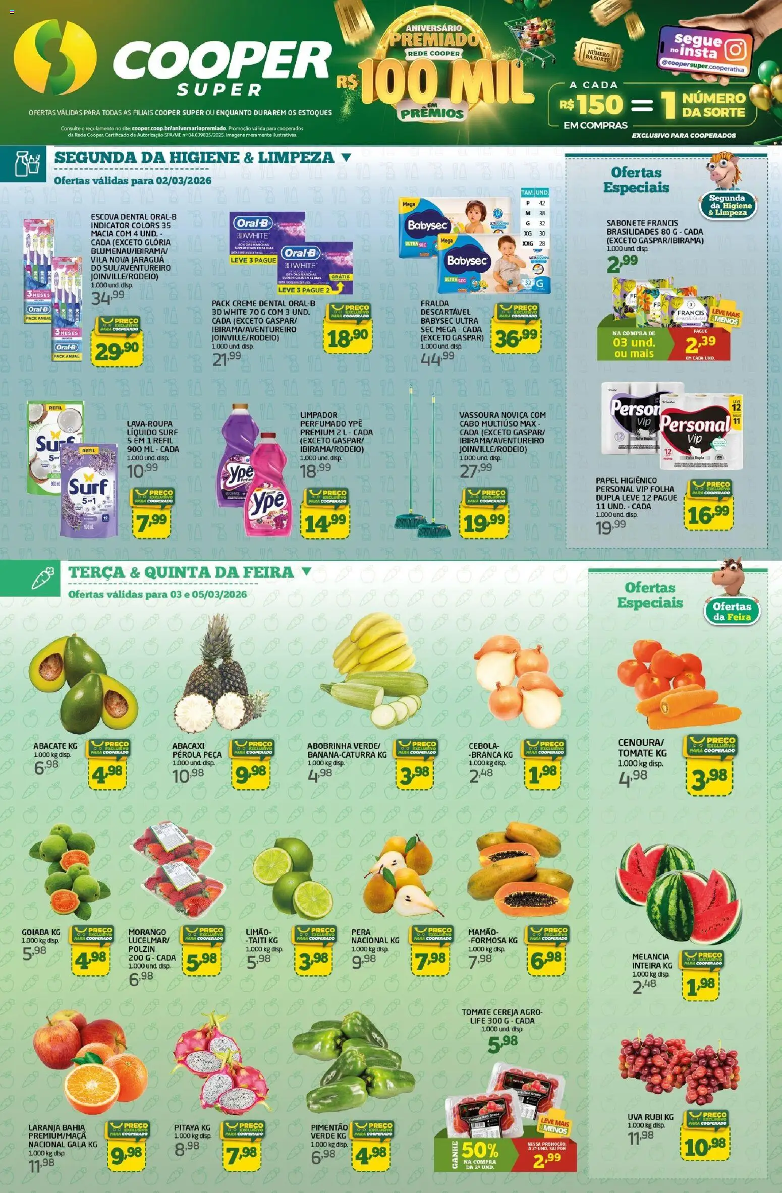 Cooper Folheto - válido de 02.03.2026 | Página: 1 | Produtos: Pera, Cebola, Pimentão, Papel higiênico