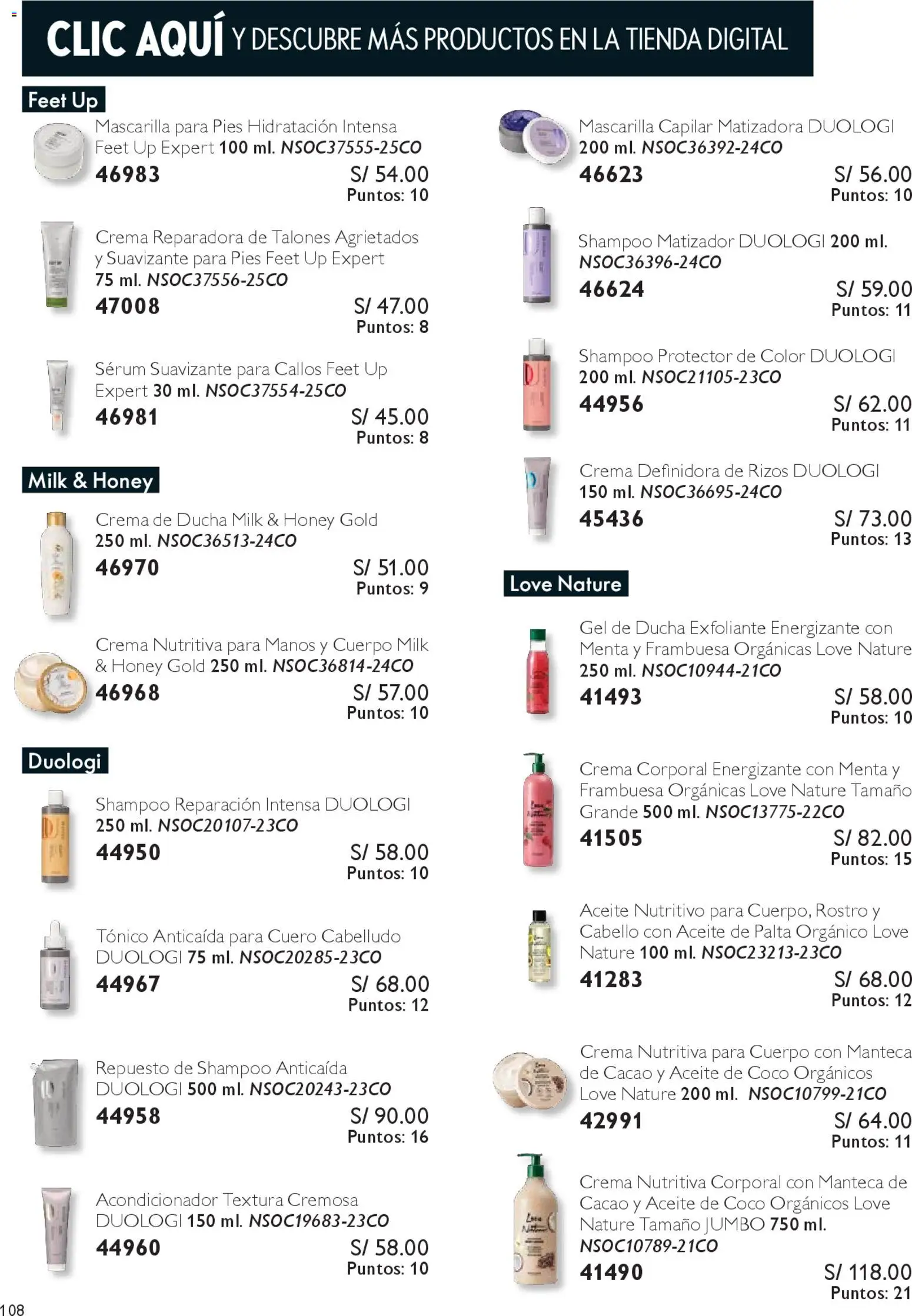 Catálogo Oriflame válido desde 25.10.2025 | Página: 108 | Productos: Shampoo, Gel de ducha, Aceite, Crema
