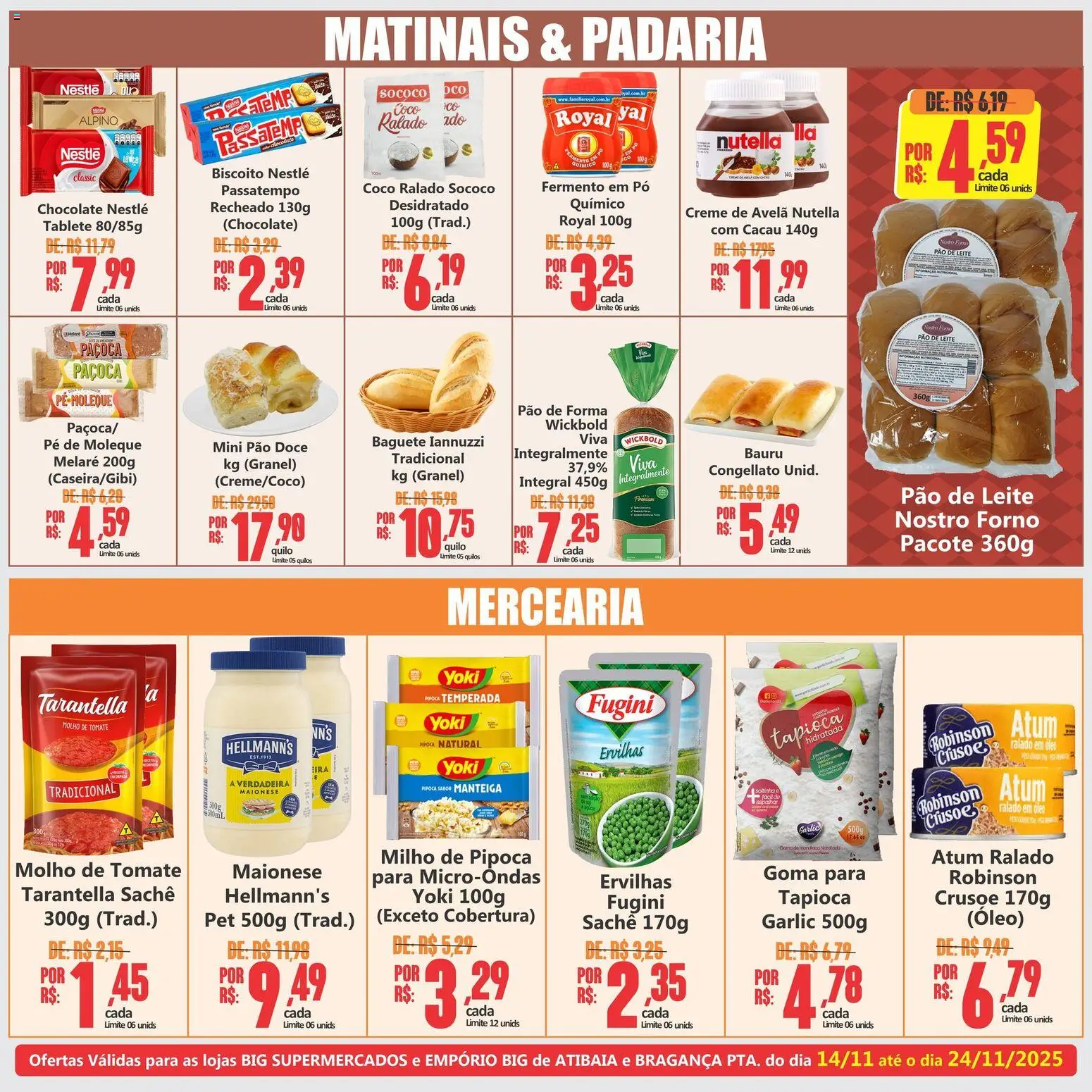 Big Supermercados Folheto - válido de 14.11.2025 | Página: 3 | Produtos: Leite, Óleo, Paçoca, Avelã