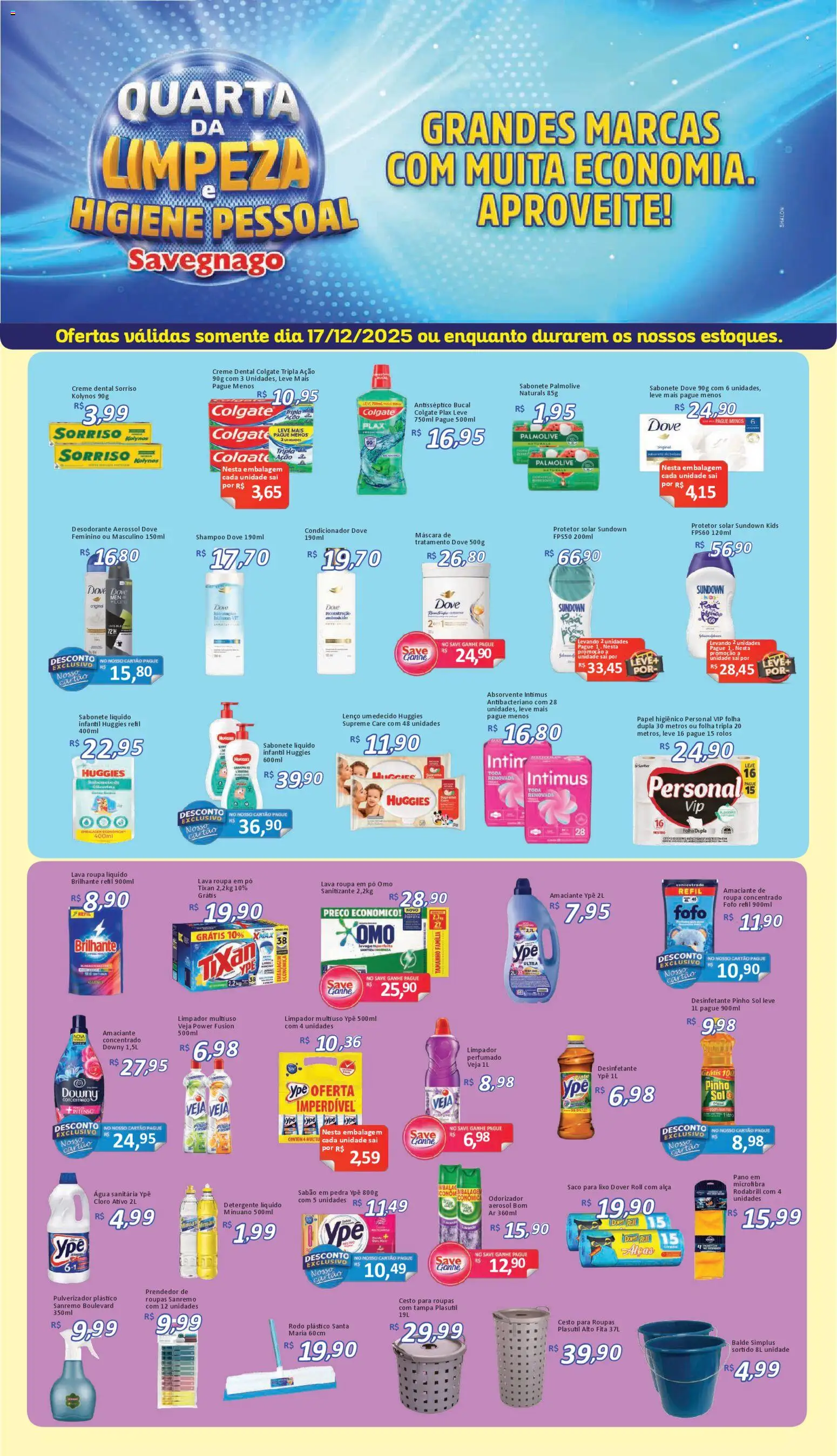 Savegnago Folheto - válido de 17.12.2025 | Página: 1 | Produtos: Sabonete, Creme dental, Papel higiênico, Desinfetante