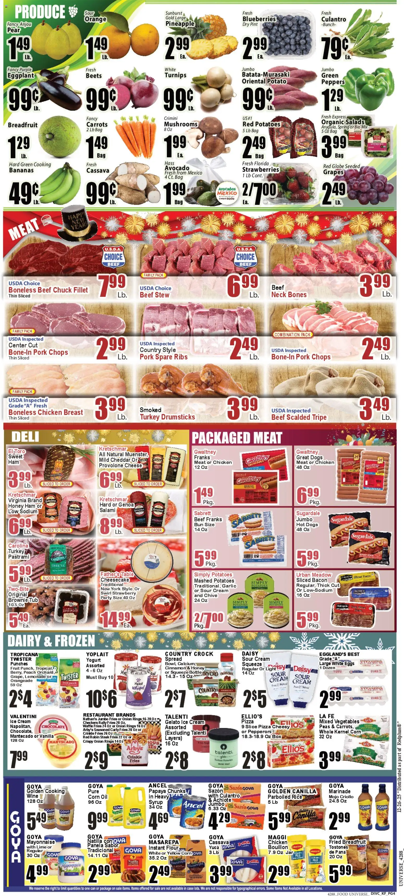 Food Universe Weekly Ad - valid from 26.12.2025 | Page: 4 | Products: Eggs, Oil, Bananas, Peach