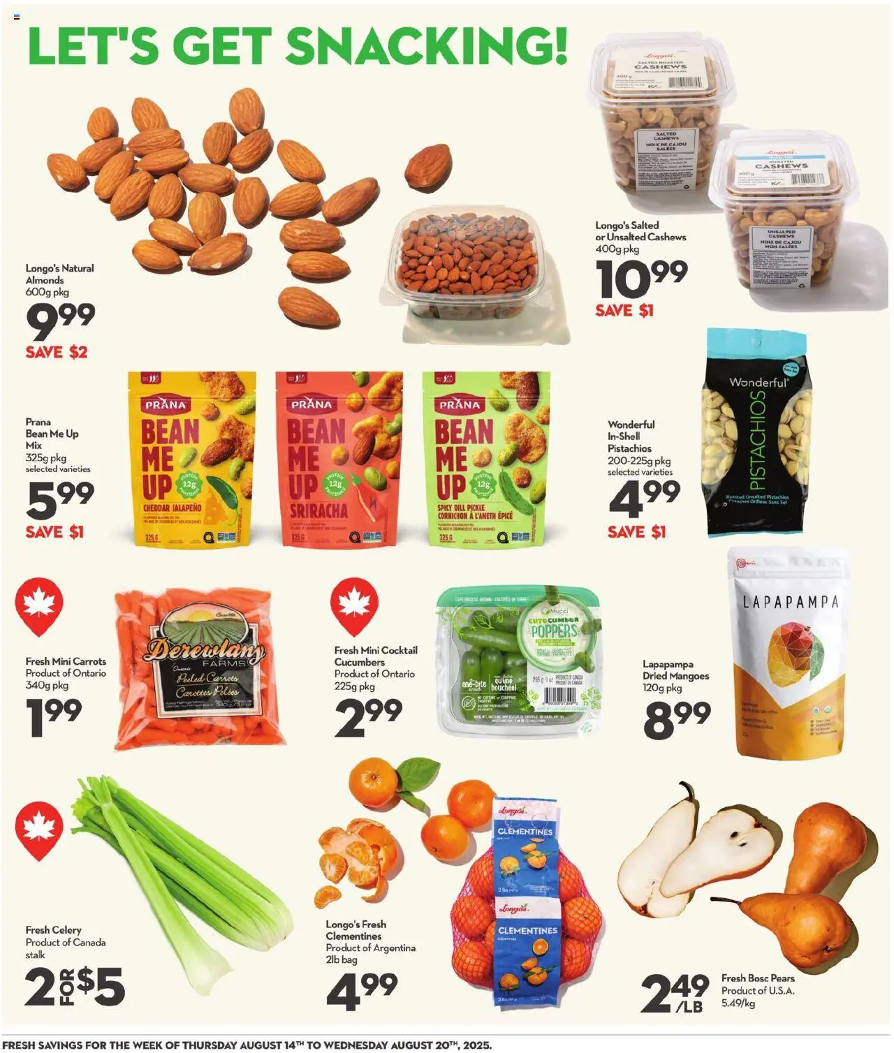Longo's flyer valid from 14.08.2025 | Page: 12 | Products: Cucumbers, Bag