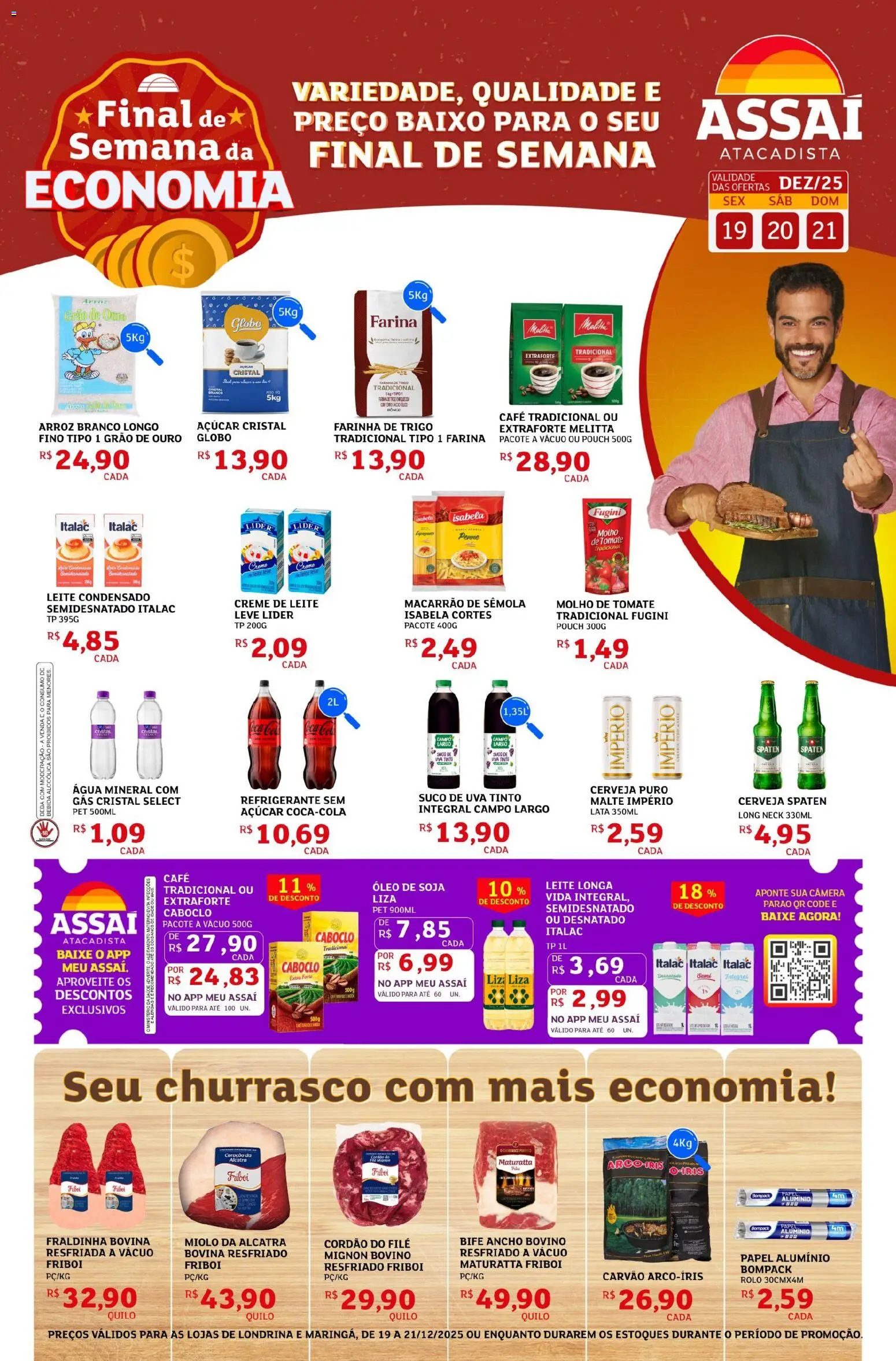 Assaí Atacadista Folheto - válido de 19.12.2025 | Página: 1 | Produtos: Alcatra, Óleo, Macarrão, Água mineral