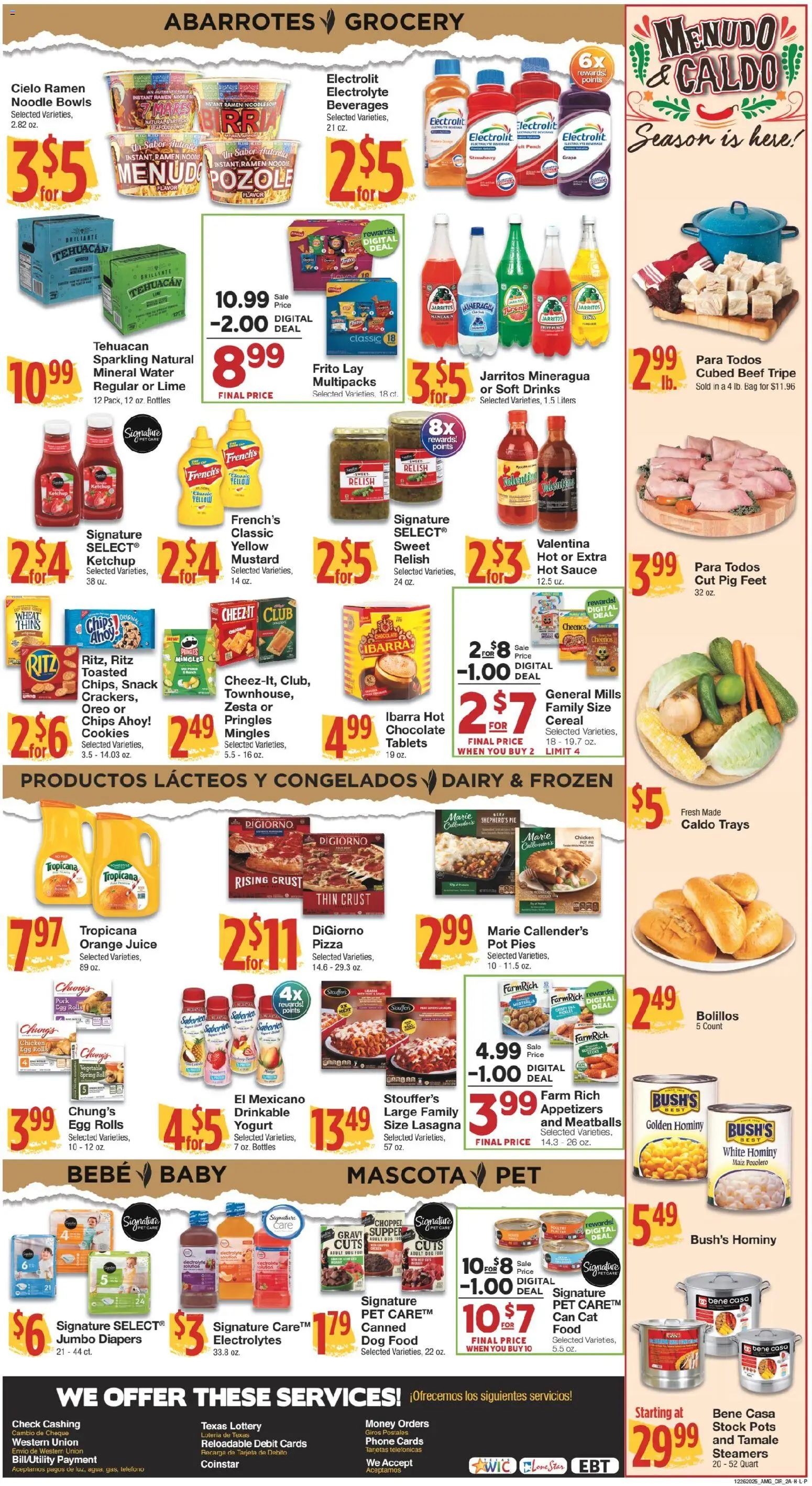 United Supermarkets Ad - valid from 26.12.2025 | Page: 2 | Products: Dog Food, Yogurt, Chocolate, Phone