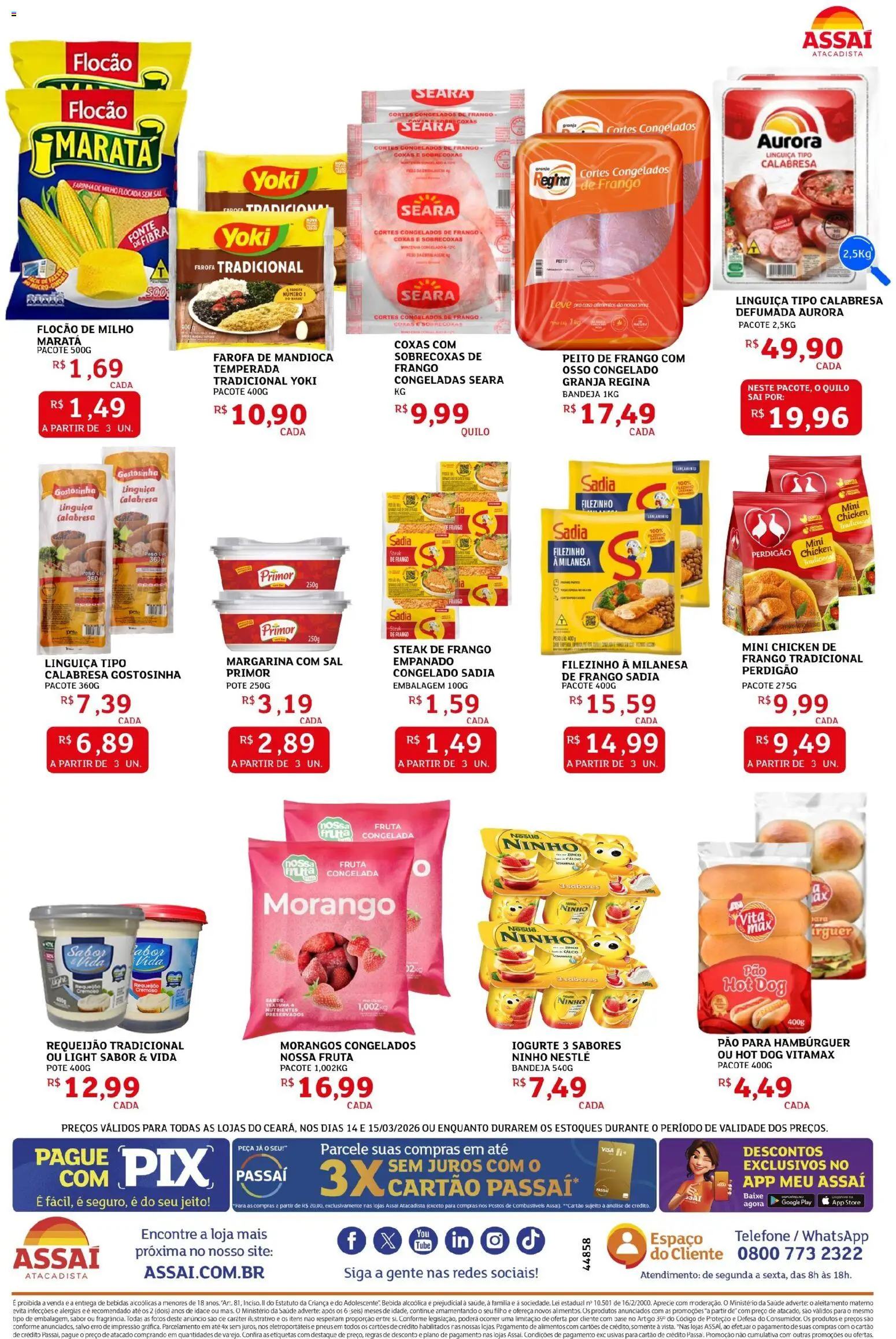 Assaí Atacadista Folheto - válido de 14.03.2026 | Página: 2 | Produtos: Linguiça, Pneus, Telefone, Peito de frango