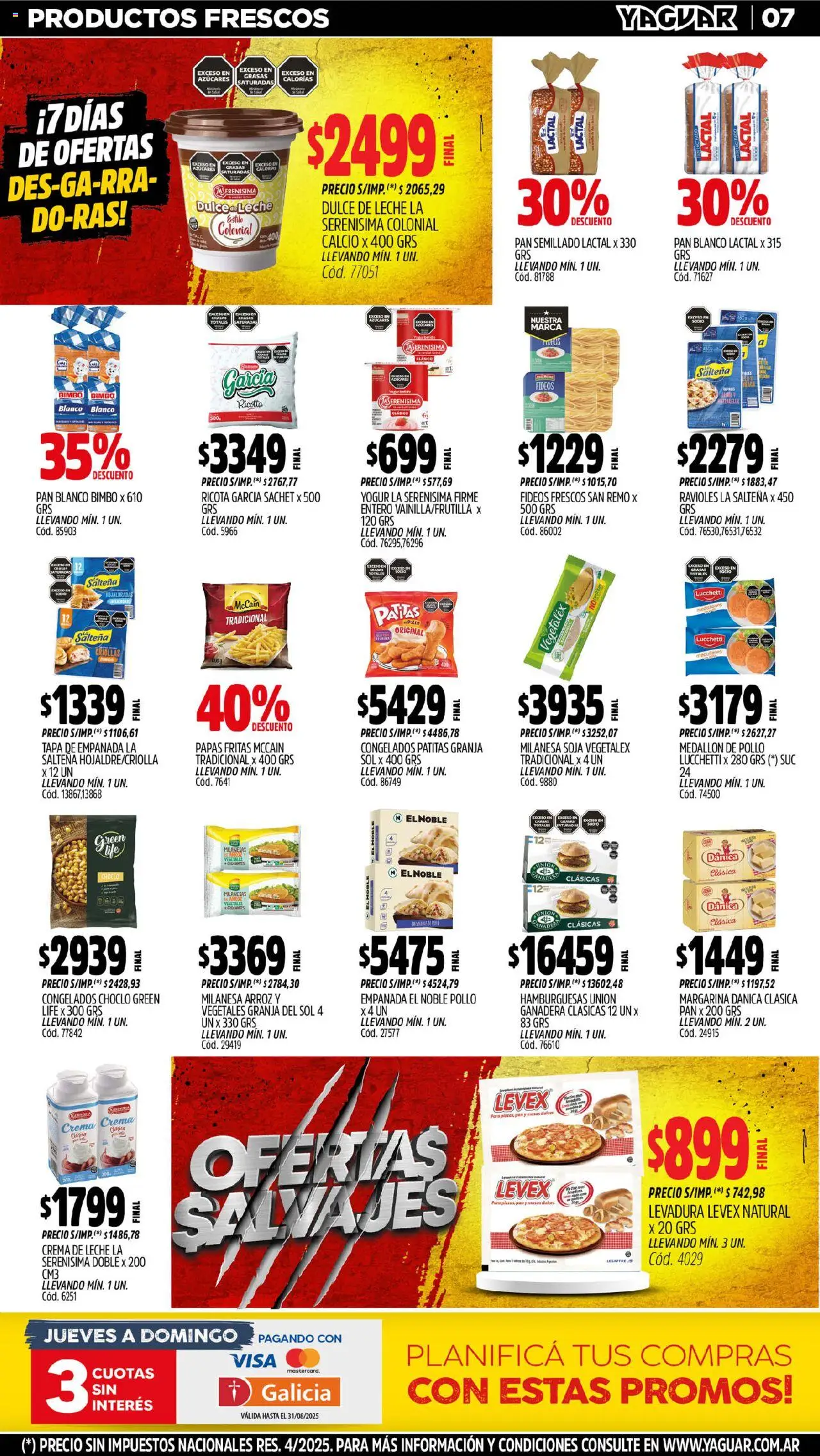 Yaguar - Misiones │ válido desde el 11.08.2025 | Página: 7 | Productos: Choclo, Dulce de leche, Leche, Yogur