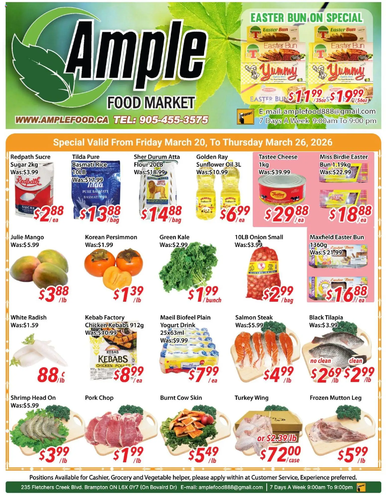 Ample Food Market flyer valid from 20.03.2026 | Page: 1 | Products: Case, Cheese, Yogurt, Oil