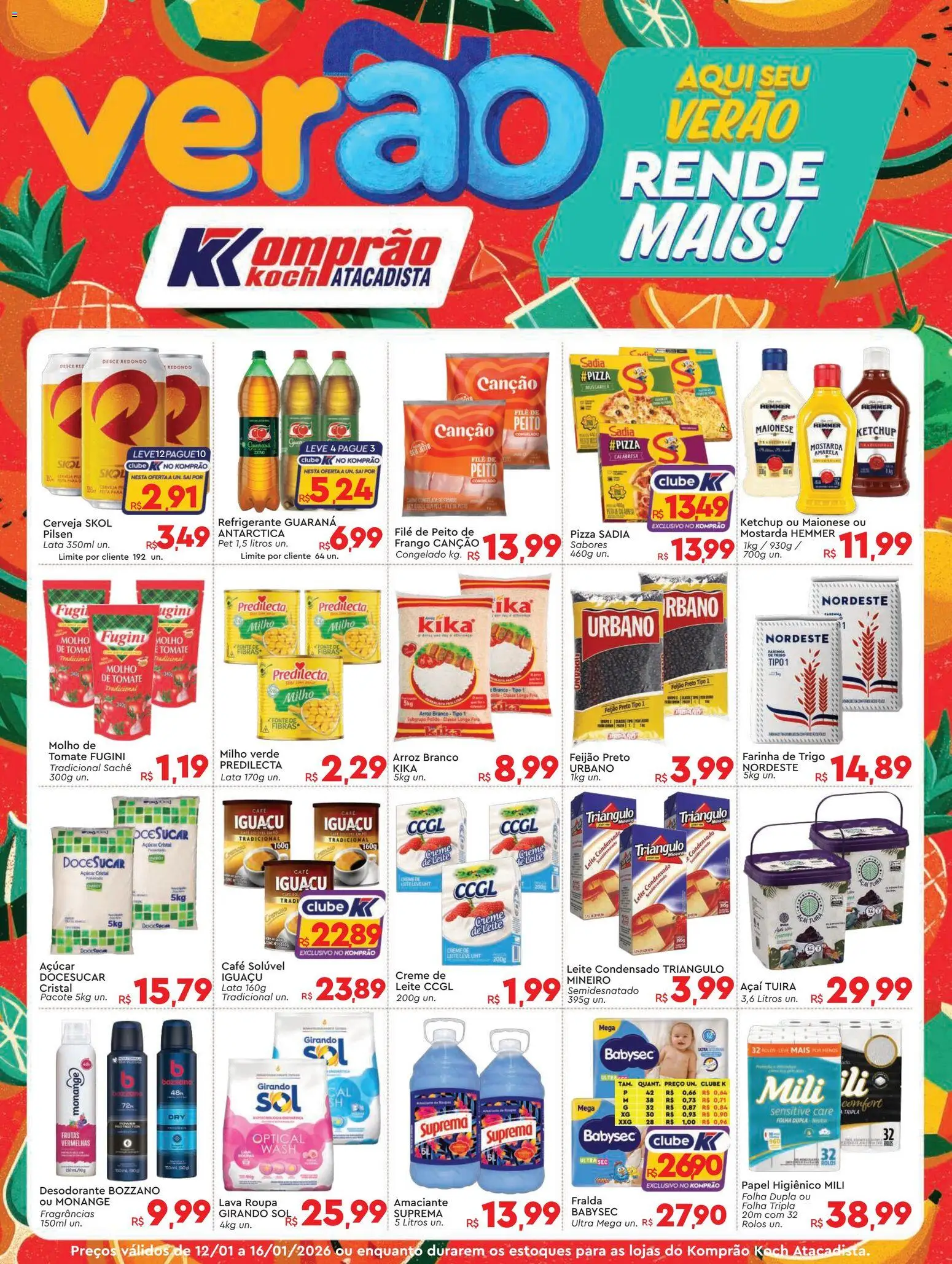 Komprao Atacadista Folheto - válido de 12.01.2026 | Página: 1 | Produtos: Feijão, Açúcar, Creme de leite, Leite condensado