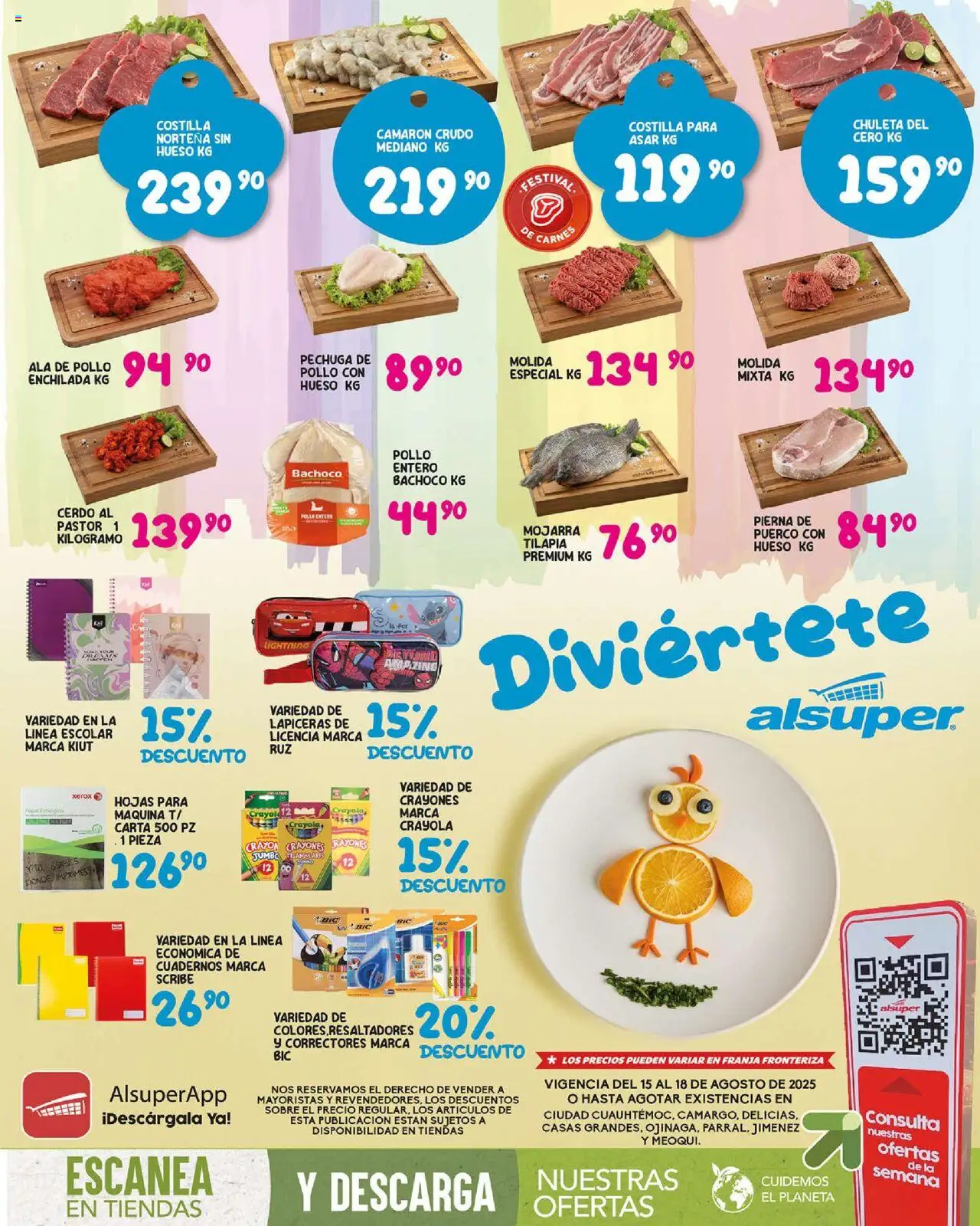 Nuevas ofertas de Alsuper válidas en toda la República Mexicana desde el 15.08.2025. ¡Encuentra las mejores ofertas en Alsuper - Folleto - Chihuahua Estado! | Página: 1 | Productos: Pollo, Cerdo, Sobre