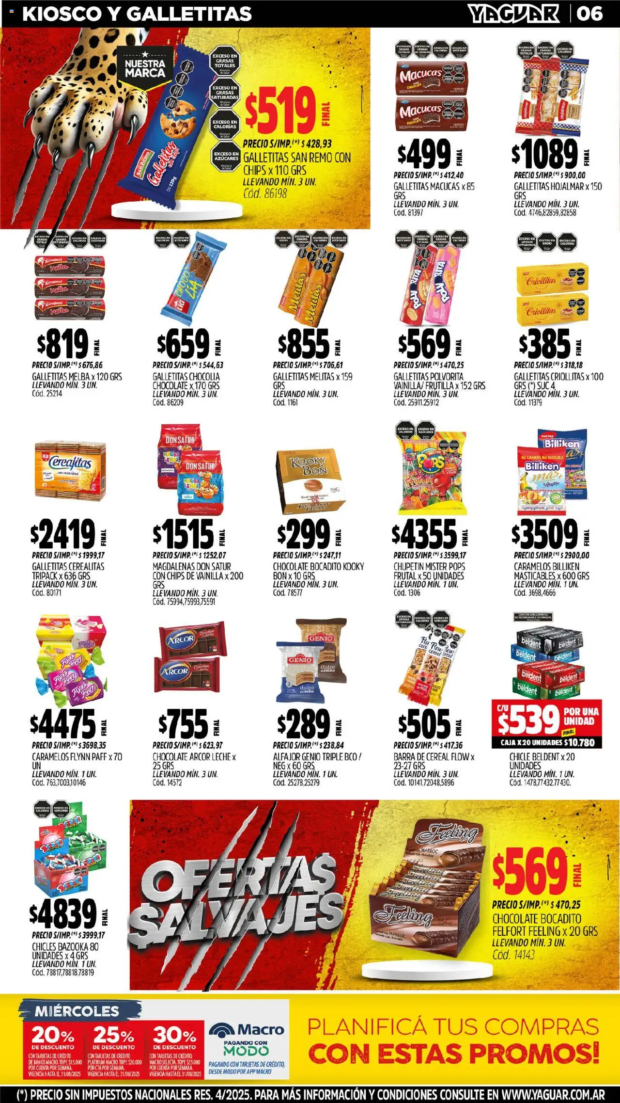 Yaguar - Salta │ válido desde el 04.08.2025 | Página: 6 | Productos: Chicles, Frutilla, Caja, Chicle