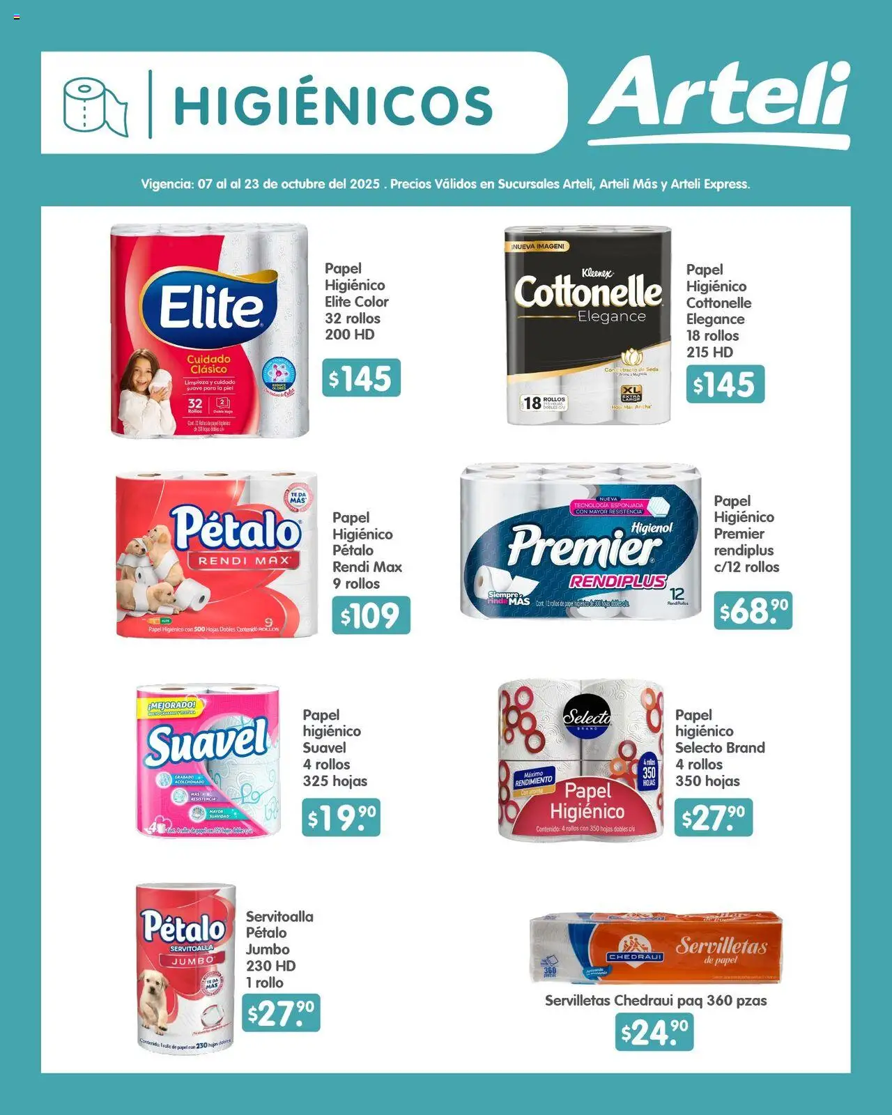 Nuevas ofertas de Arteli válidas en toda la República Mexicana desde el 07.10.2025. ¡Encuentra las mejores ofertas en Arteli - Folleto Quincenal! | Página: 16 | Productos: Papel higiénico, Té, Servilletas