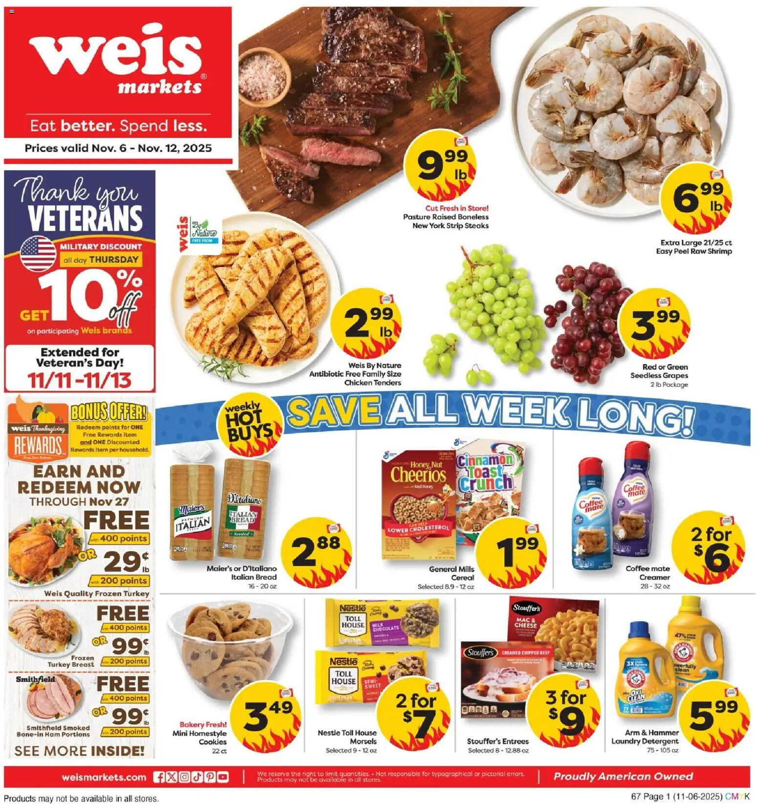 Weis Weekly Circular - MD - valid from 06.11.2025 | Page: 1 | Products: Hammer, Detergent, Cookies, Grapes