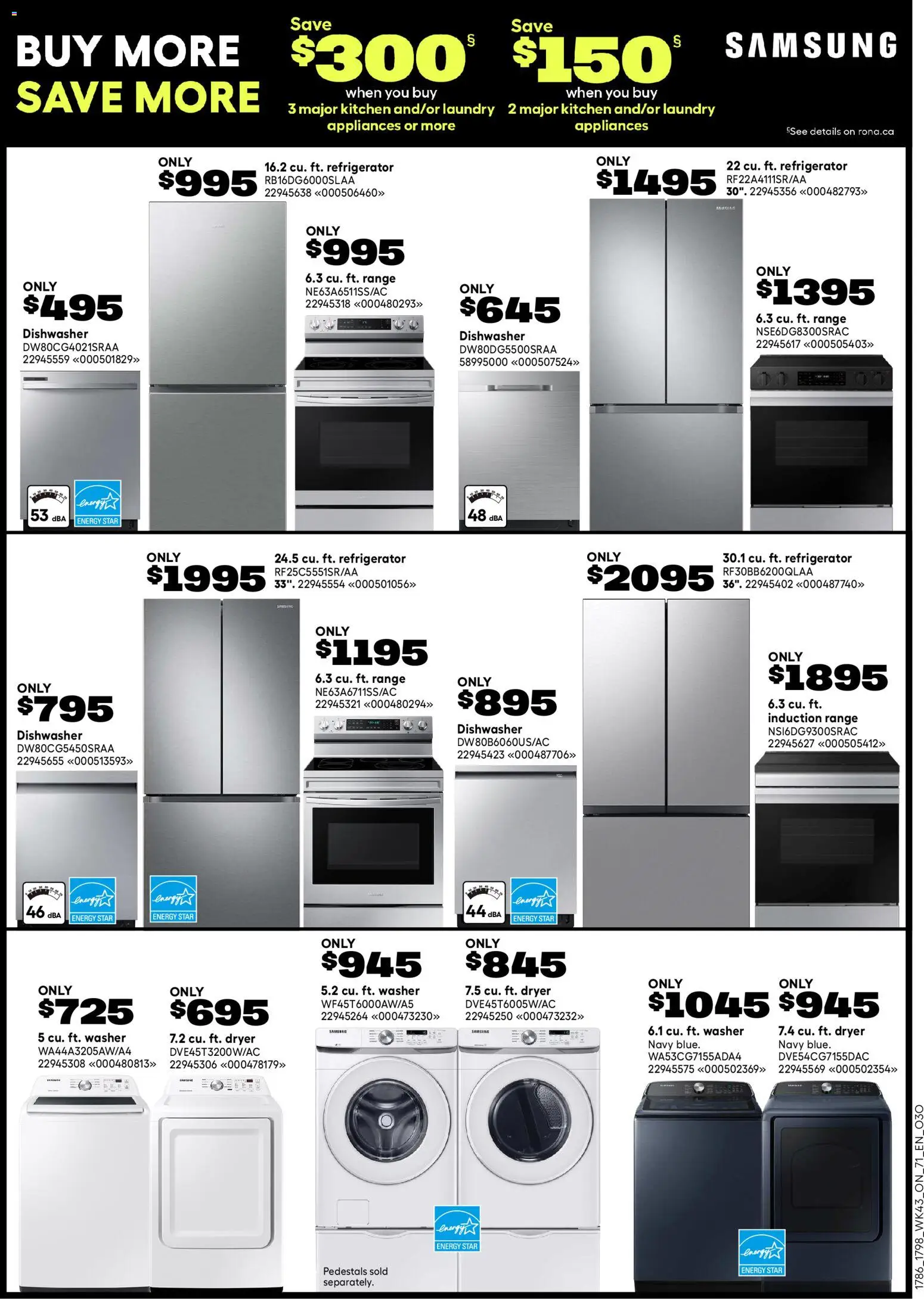 Rona flyer valid from 20.11.2025 | Page: 13 | Products: Refrigerator, Dryer, Dishwasher