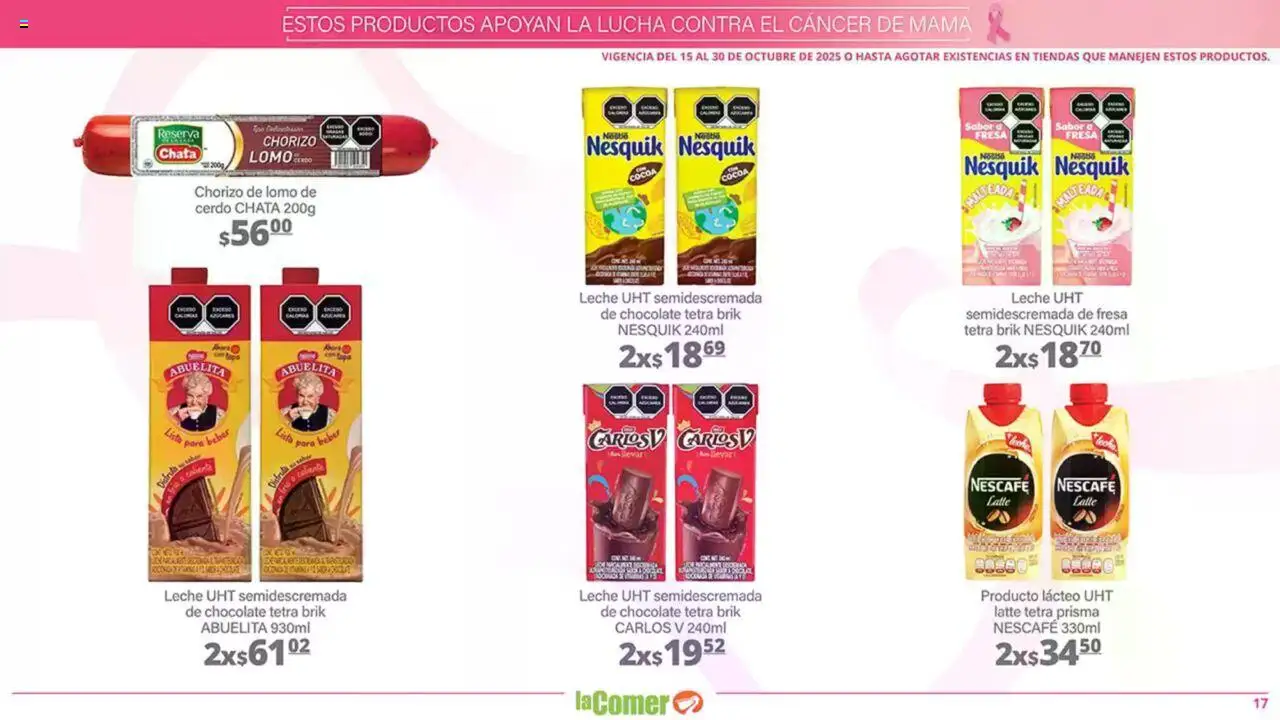 Nuevas ofertas de La Comer válidas en toda la República Mexicana desde el 15.10.2025. ¡Encuentra las mejores ofertas en La Comer - Folleto! | Página: 17 | Productos: Fresa, Leche, Chocolate, Cerdo