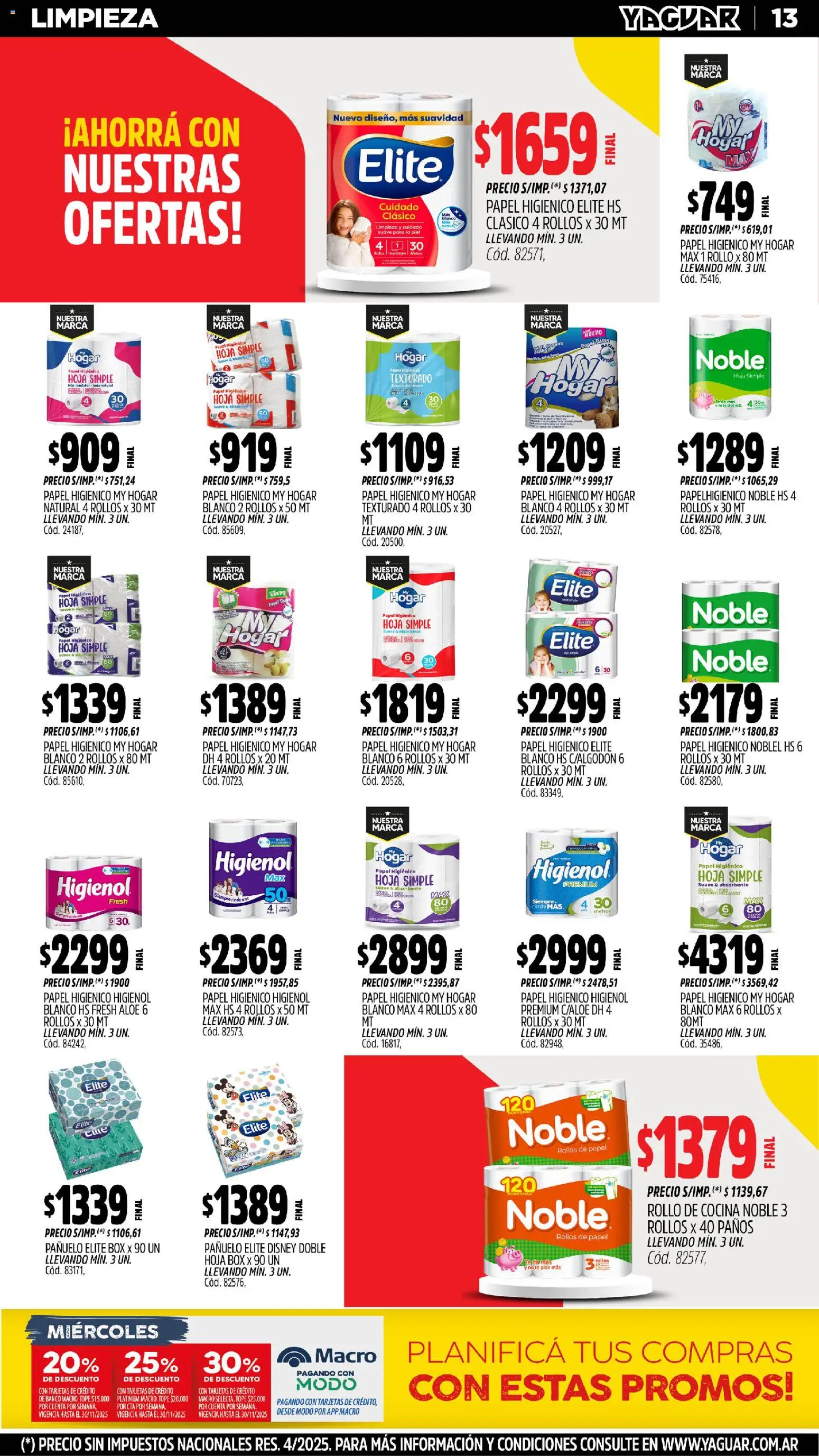 Yaguar - Moreno │ válido desde el 17.11.2025 | Página: 14 | Productos: Papel higiénico, Pañuelo, Cocina, Banco