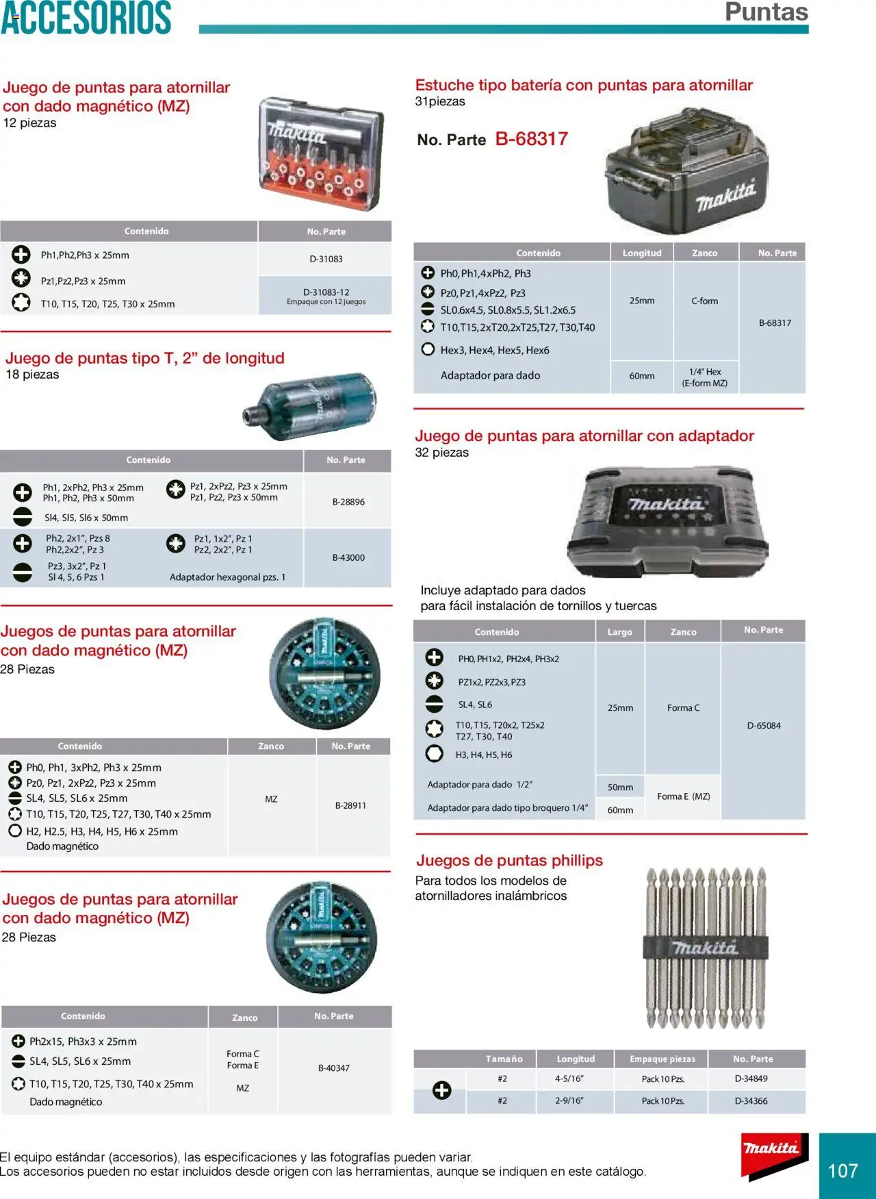 Nuevas ofertas de Makita válidas en toda la República Mexicana desde el 08.07.2024. ¡Encuentra las mejores ofertas en Makita catálogo Accesorios! | Página: 107 | Productos: Estuche, Juego, Adaptador, Batería