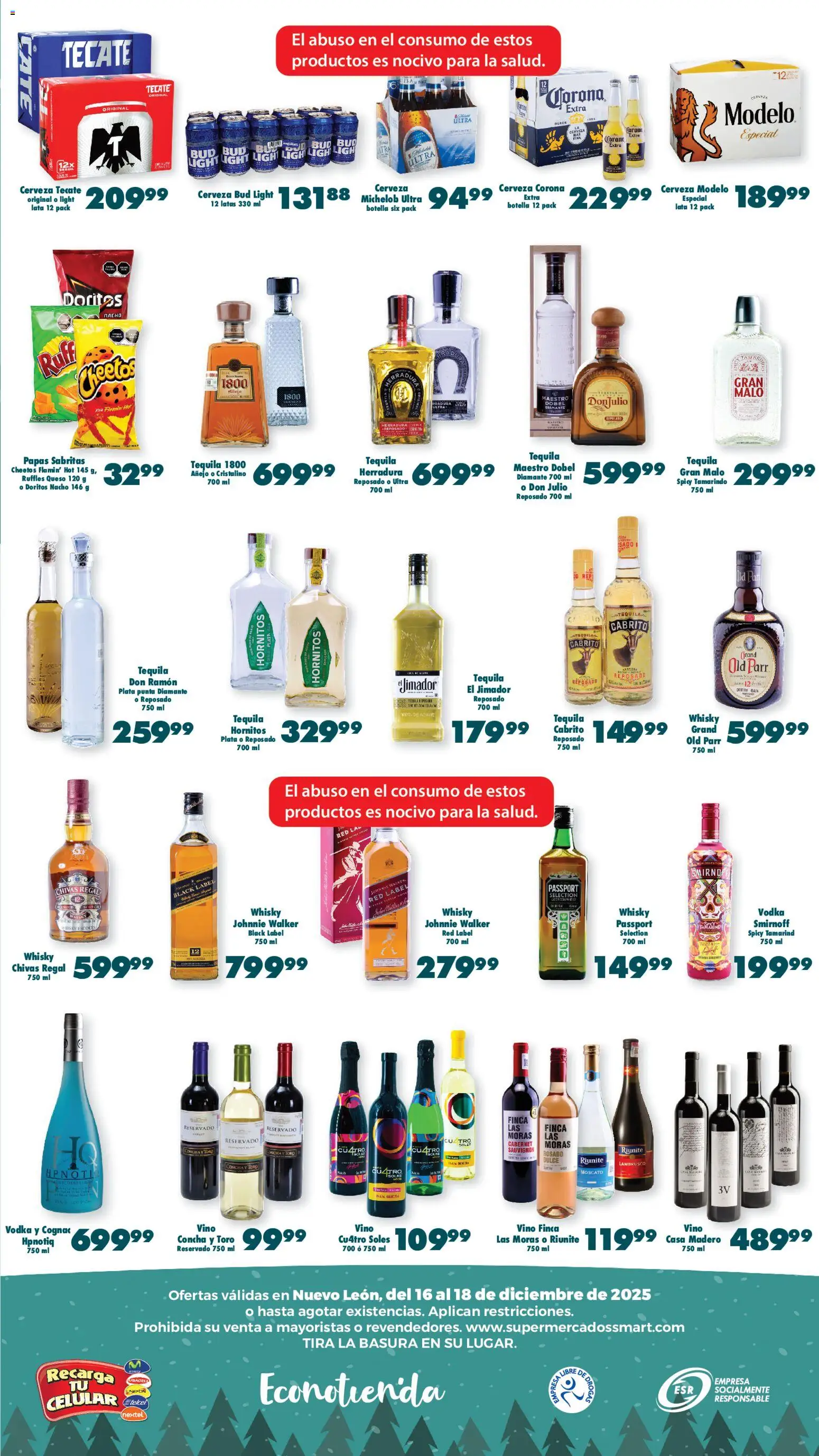 Nuevas ofertas de S-Mart válidas en toda la República Mexicana desde el 16.12.2025. ¡Encuentra las mejores ofertas en S-Mart folleto Ofertas de Feria Monterrey! | Página: 3 | Productos: Queso, Botella, Vino, Vodka
