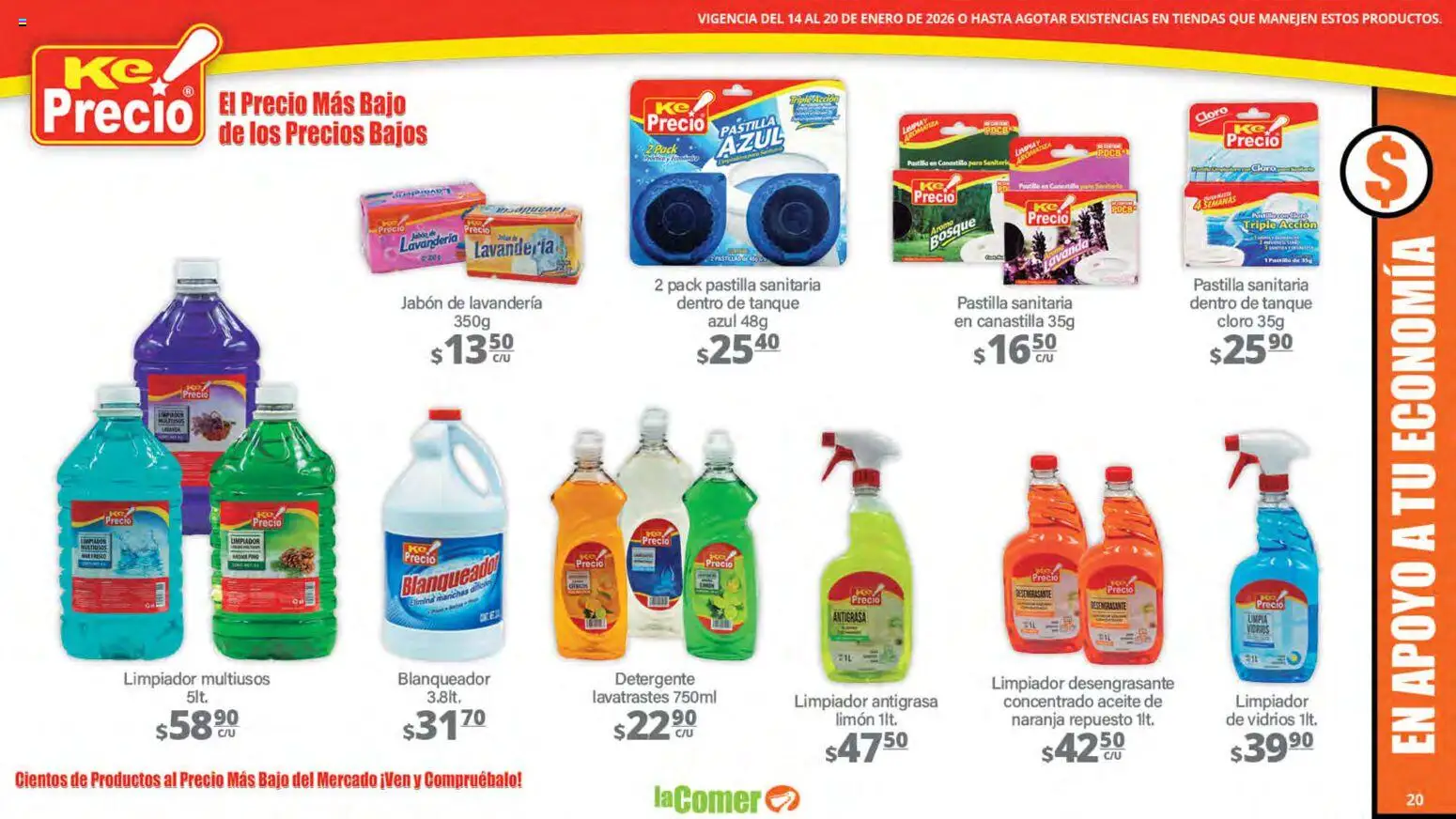 Nuevas ofertas de La Comer válidas en toda la República Mexicana desde el 14.01.2026. ¡Encuentra las mejores ofertas en La Comer folleto! | Página: 20 | Productos: Detergente, Limón, Limpiador, Jabón