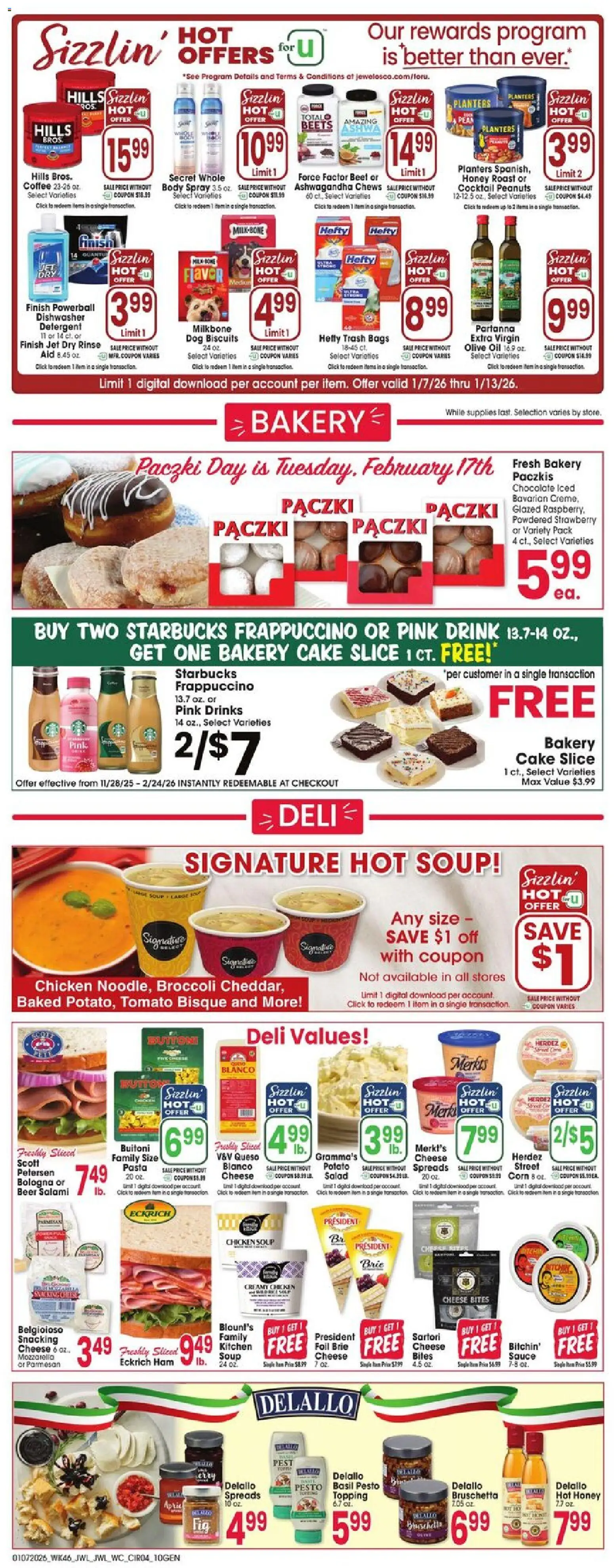 Jewel Osco Weekly Ad - valid from 07.01.2026 | Page: 4 | Products: Corn, Cheese, Coffee, Chocolate