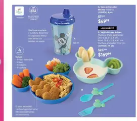 Vista previa de B. Vajilla Mickey babies Plástico., Mickey babies plastic tableware. Plato extendido: 20.2 x 23.4 x 2.6 cm Bowl: 16.9 x 19.6 x 4.1 cm Cuchara y tenedor: 15.7 cm, nuevo folleto de la tienda, válido en México a partir del 28.11.2025 | Página: 163 | Productos: Cuchara, Tenedor, Bowl