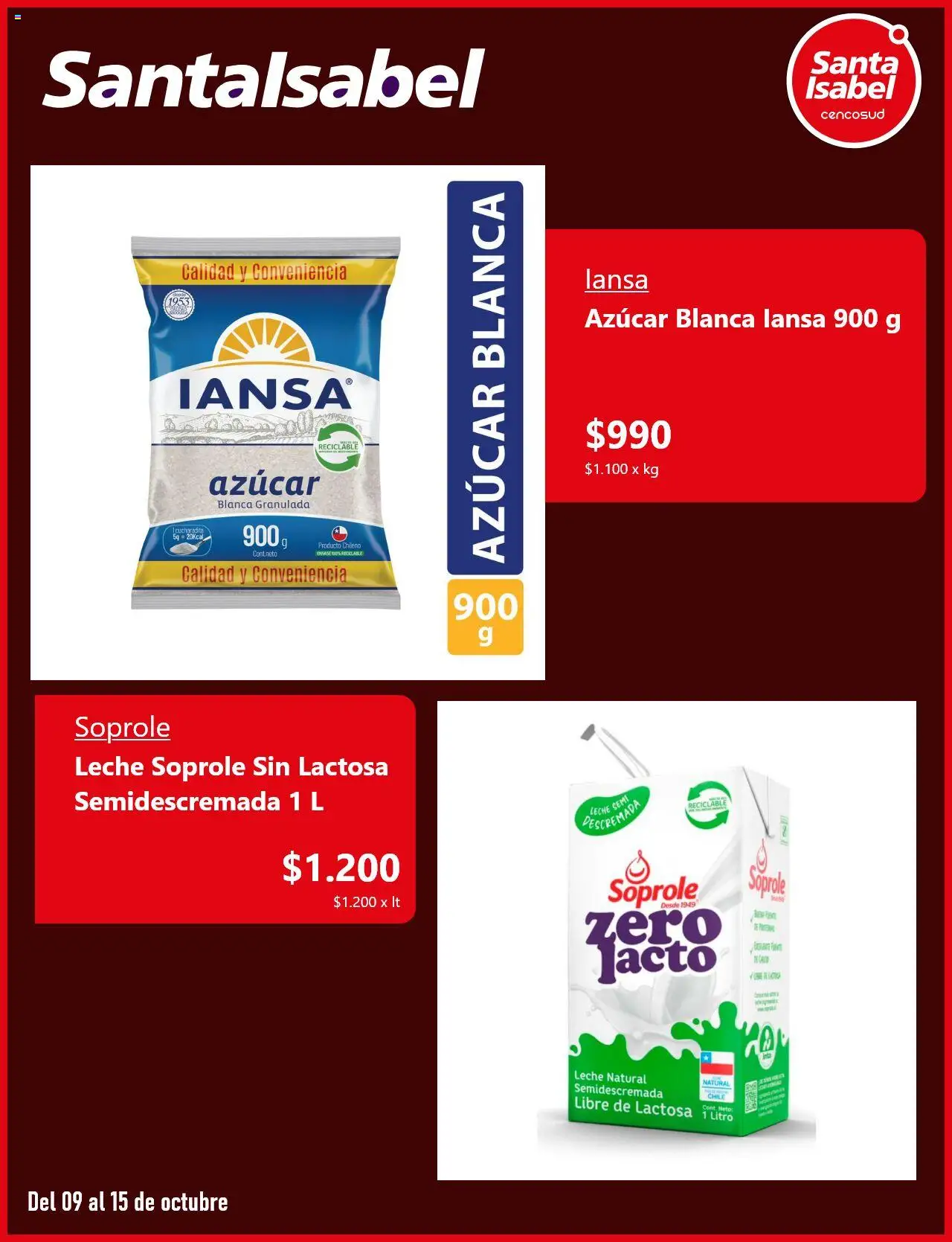 Santa Isabel ofertas  │ válido desde el 09.10.2025 | Página: 3 | Productos: Leche, Azucar