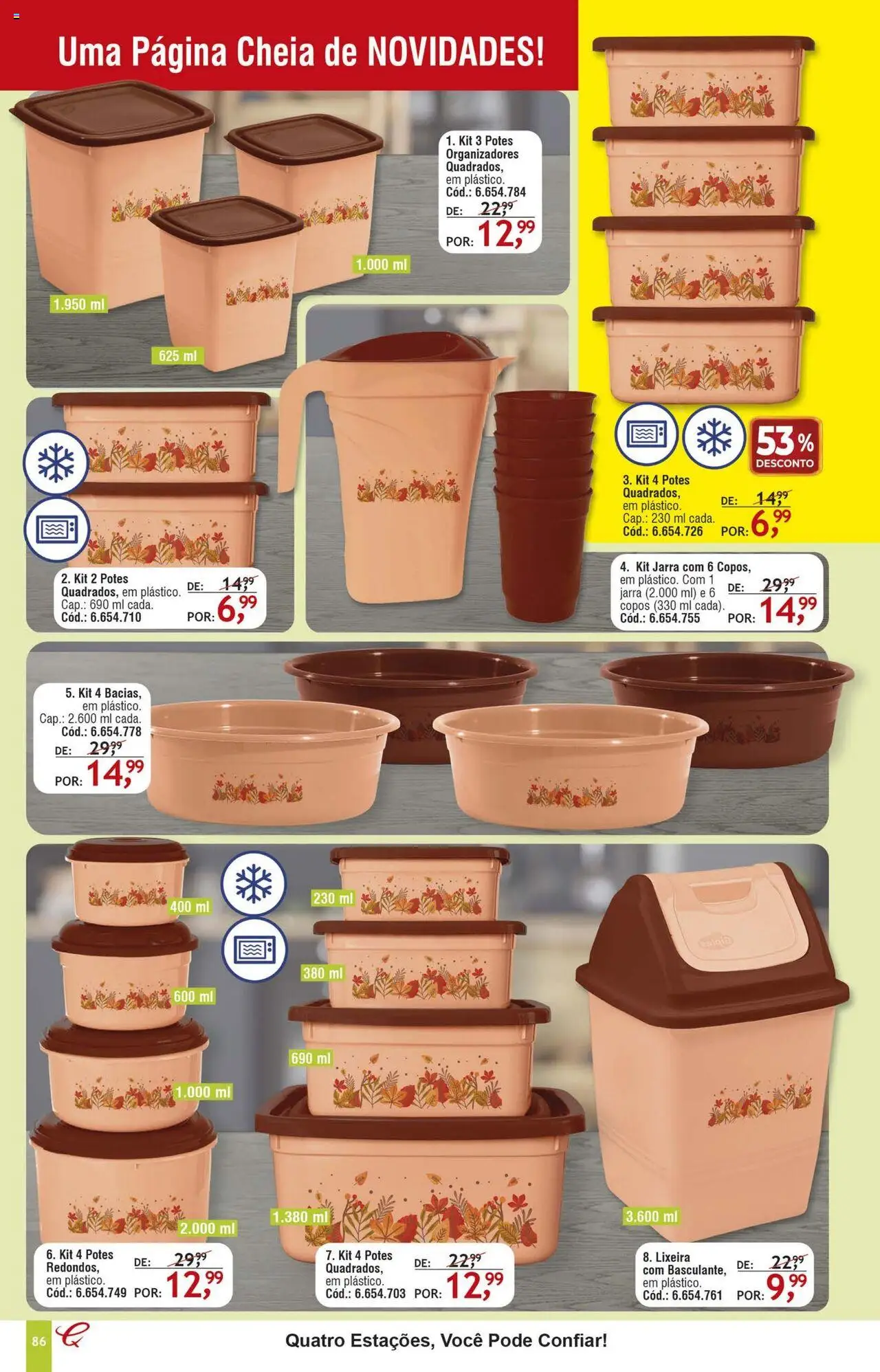 Quatro Estações Folheto - válido de 01.08.2025 | Página: 82 | Produtos: Lixeira, Jarra, Potes, Copos