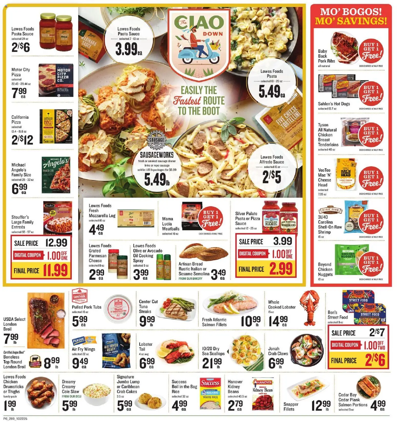 Lowes Foods Weekly Ad - GA - valid from 22.10.2025 | Page: 9 | Products: Cheese, Oil, Pork, Pasta