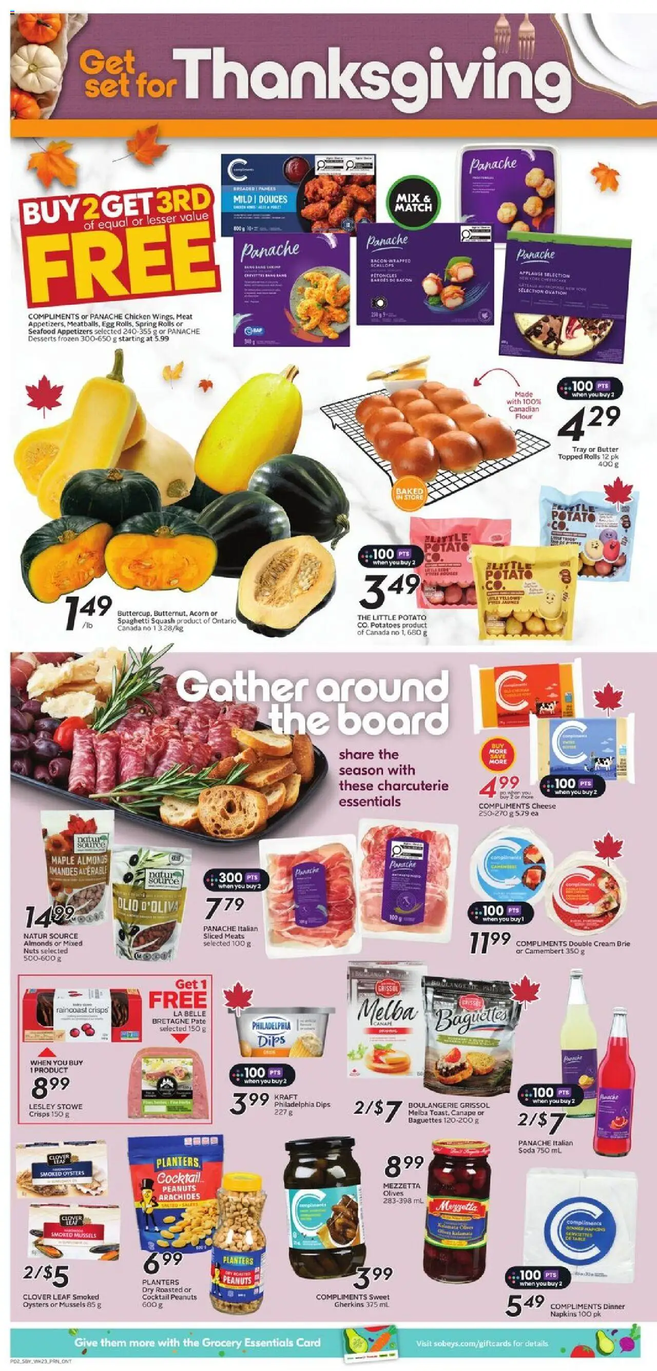 Sobeys flyer valid from 02.10.2025 | Page: 5 | Products: Nuts, Cream, Butter, Cheese