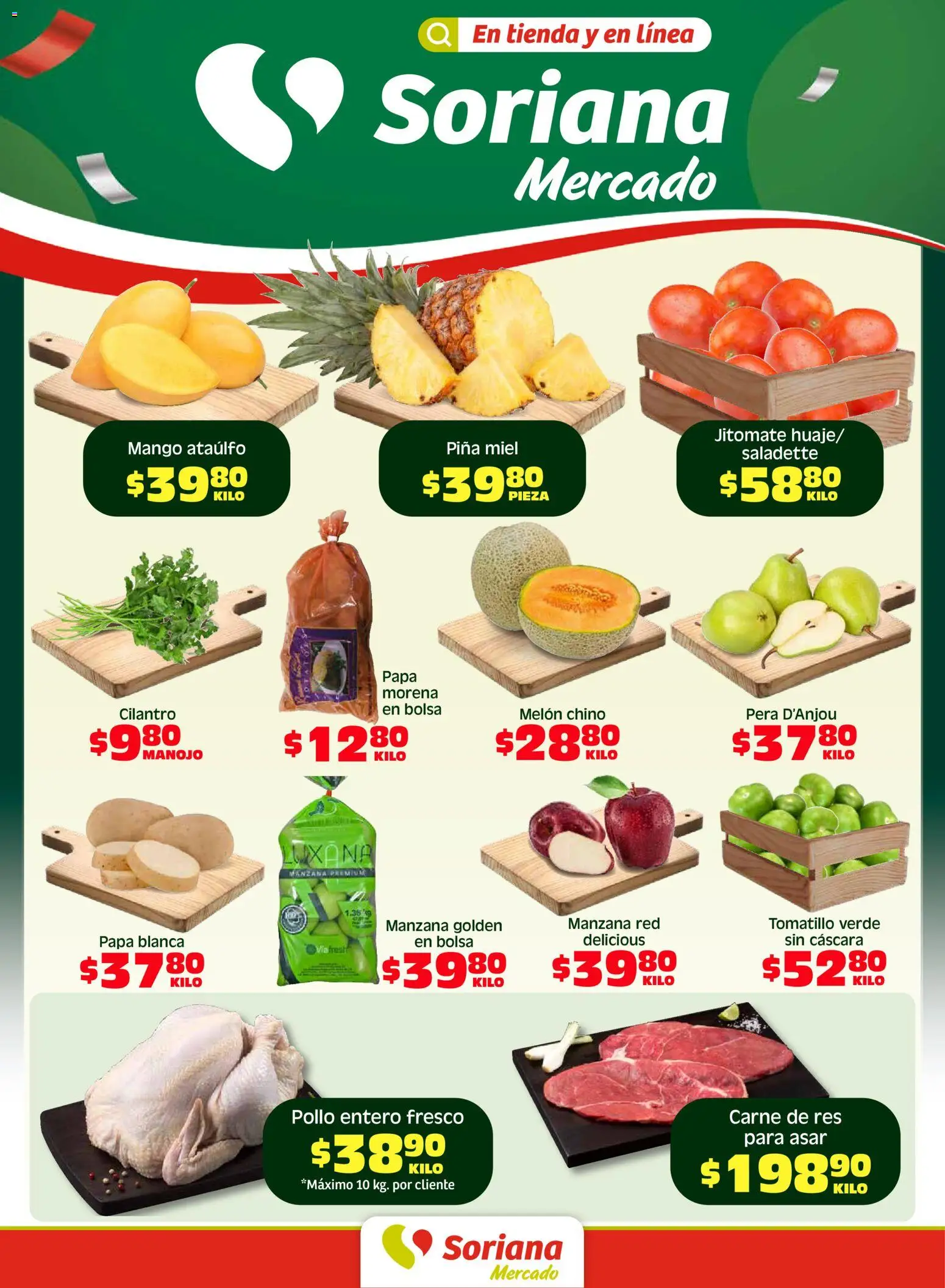 Nuevas ofertas de Soriana válidas en toda la República Mexicana desde el 17.04.2026. ¡Encuentra las mejores ofertas en Soriana Fin de Semana Mercado: Coah, Chih y Dur! | Página: 1 | Productos: Papa, Mango, Res, Piña