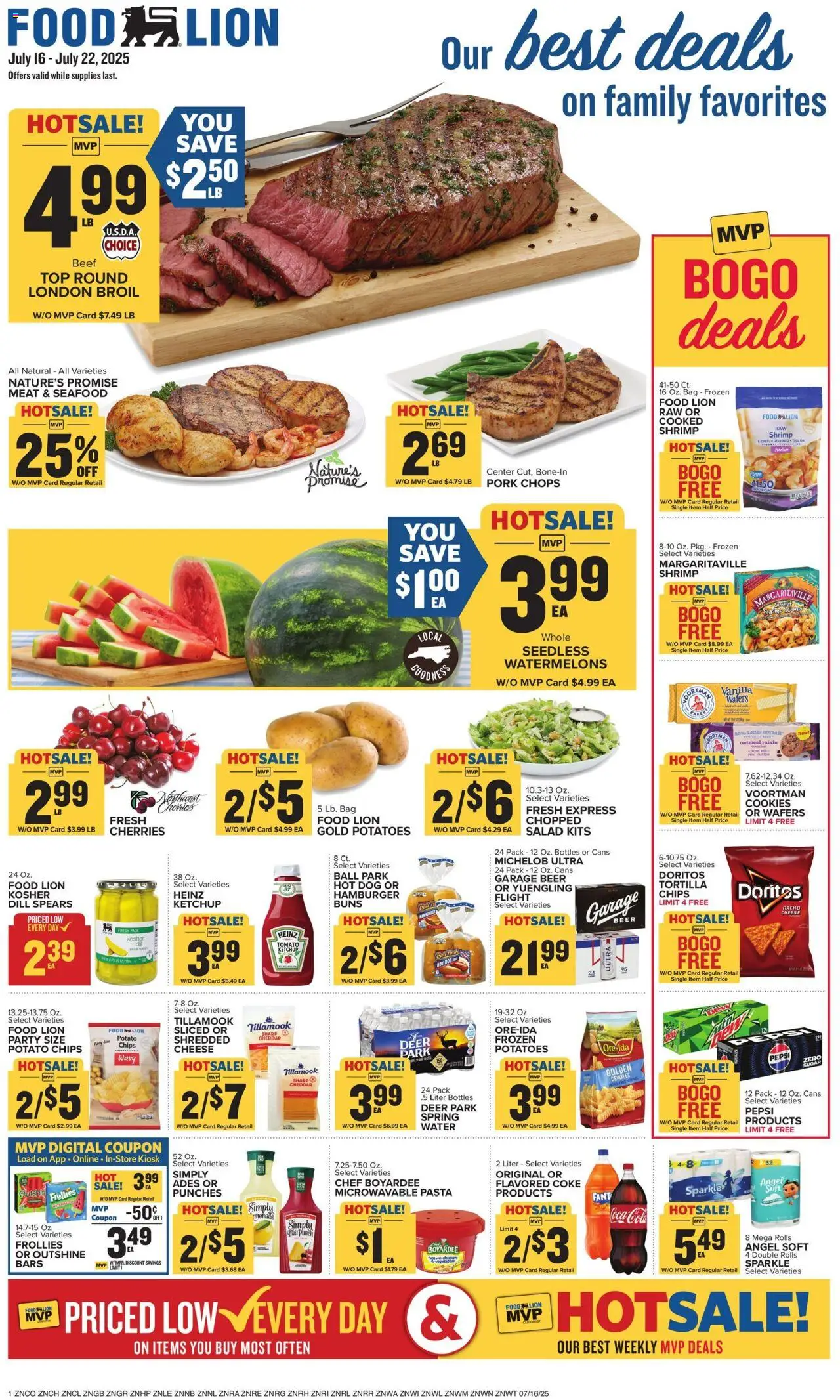 Food Lion Weekly Ad - valid from 16.07.2025 | Page: 1 | Products: Beer, Chips, Cookies, Potatoes