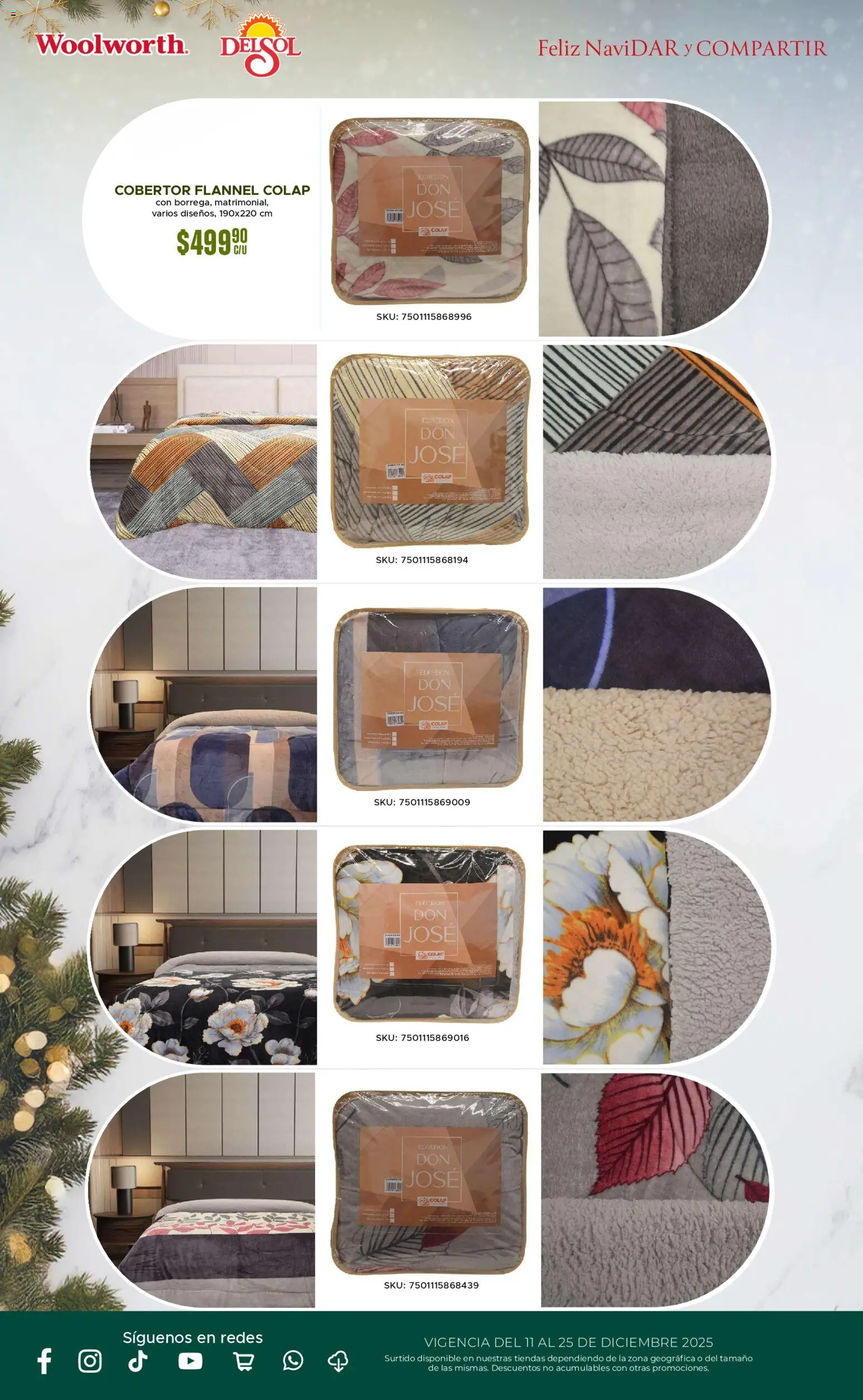 Nuevas ofertas de Del Sol y Woolworth válidas en toda la República Mexicana desde el 11.12.2025. ¡Encuentra las mejores ofertas en Del Sol y Woolworth catálogo! | Página: 31 | Productos: Cobertor