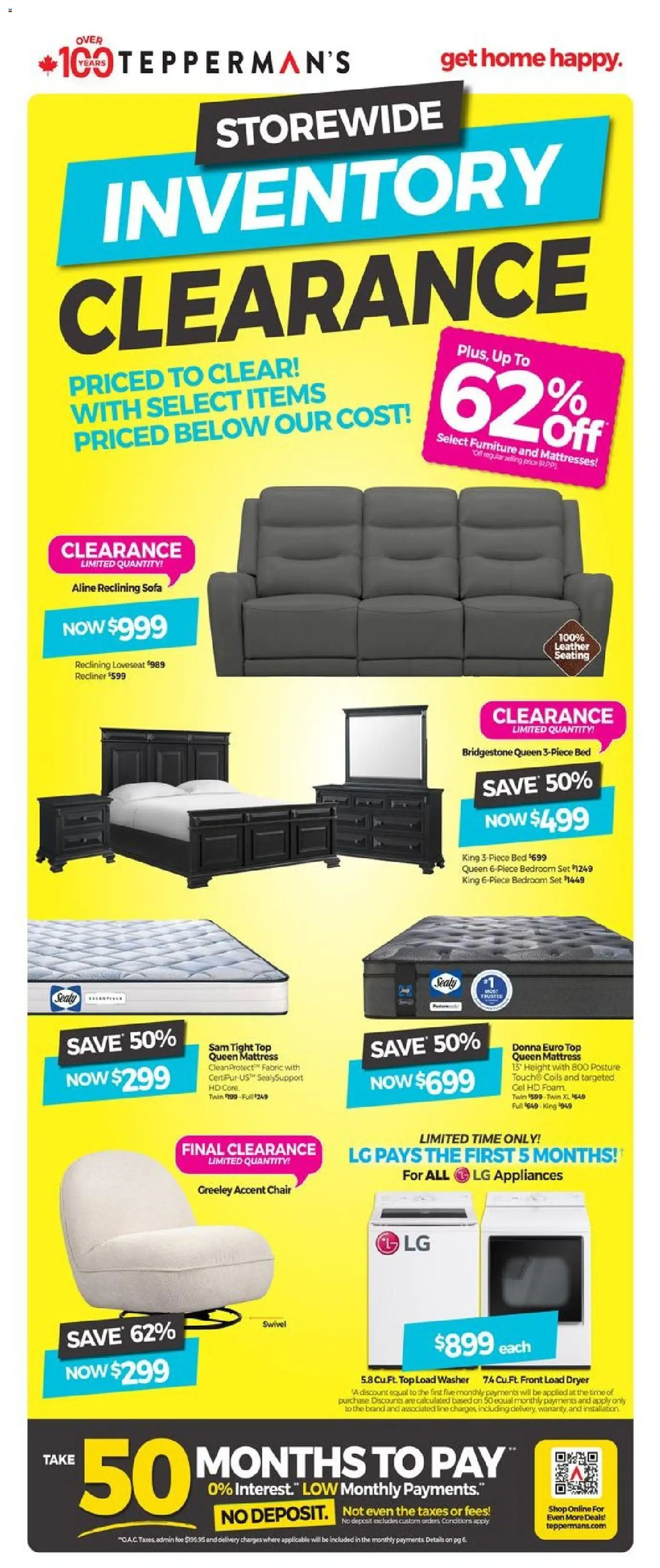 Tepperman's flyer valid from 17.04.2026 | Page: 1 | Products: Bed, Mattress, Sofa, Chair