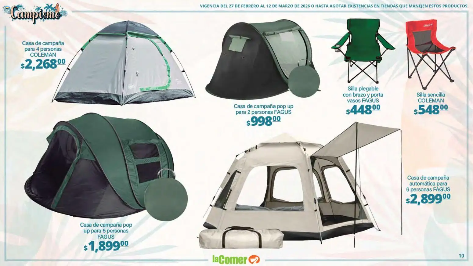 Nuevas ofertas de La Comer válidas en toda la República Mexicana desde el 27.02.2026. ¡Encuentra las mejores ofertas en La Comer folleto Ofertas! | Página: 10 | Productos: Silla, Vasos, Campana