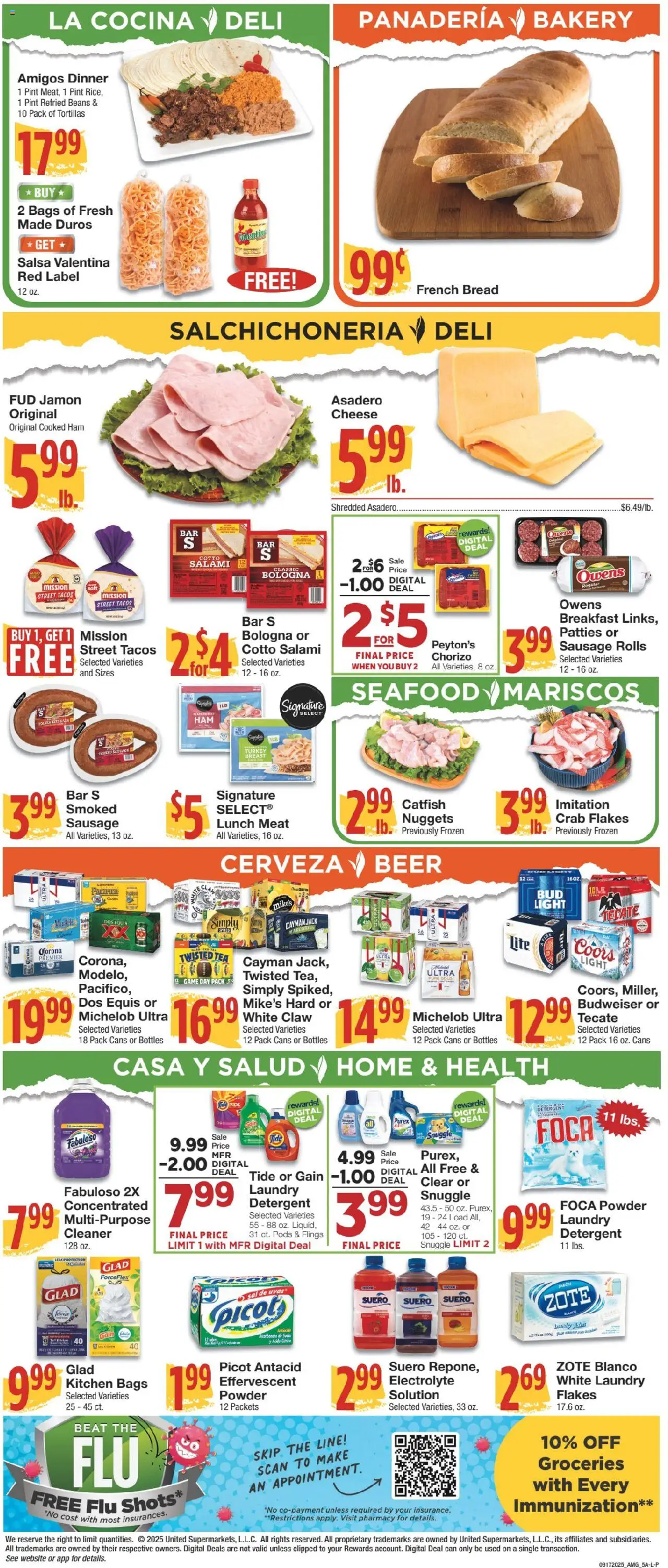 United Supermarkets Ad - valid from 16.09.2025 | Page: 5 | Products: Beer, Tea, Detergent, Game