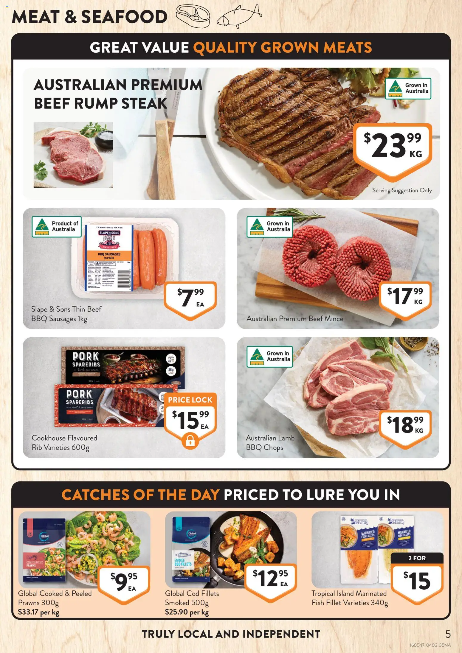 Foodworks catalogue - valid from 04.03.2026 | Page: 5 | Products: Beef, Meat, Steak, Seafood