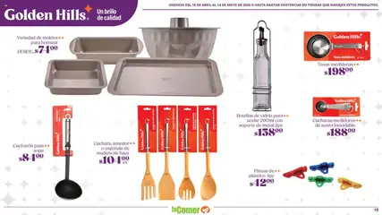 Vista previa de La Comer folleto Golden Hills, nuevo folleto de la tienda, válido en México a partir del 10.04.2026 | Página: 19 | Productos: Brillo, Aceite, Cuchara, Tenedor